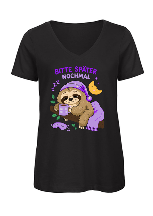 Bitte später nochmal - Faultier | Damen T-Shirt V-Ausschnitt