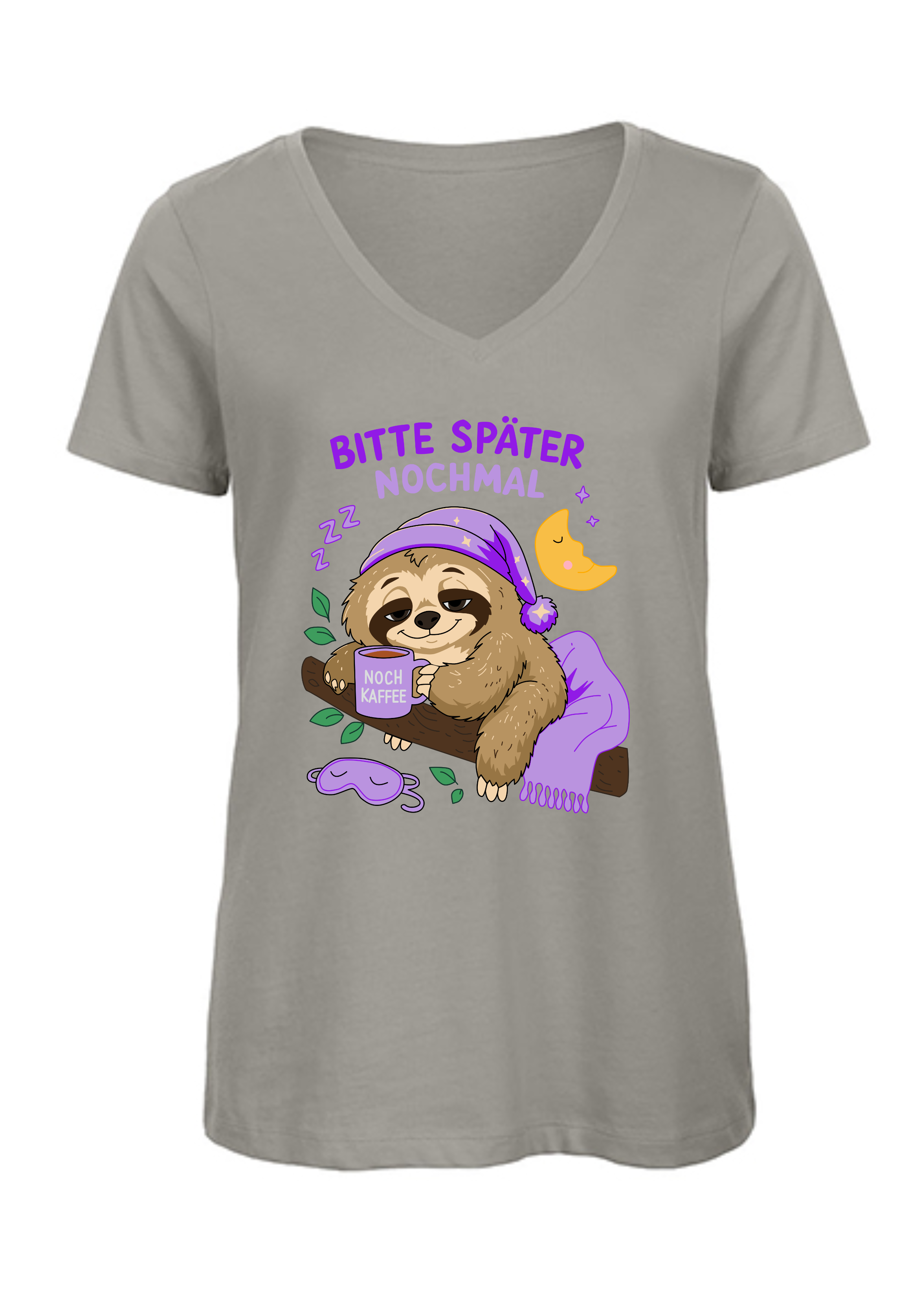 Bitte später nochmal - Faultier | Damen T-Shirt V-Ausschnitt