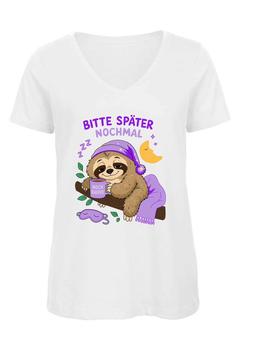 Bitte später nochmal - Faultier | Damen T-Shirt V-Ausschnitt