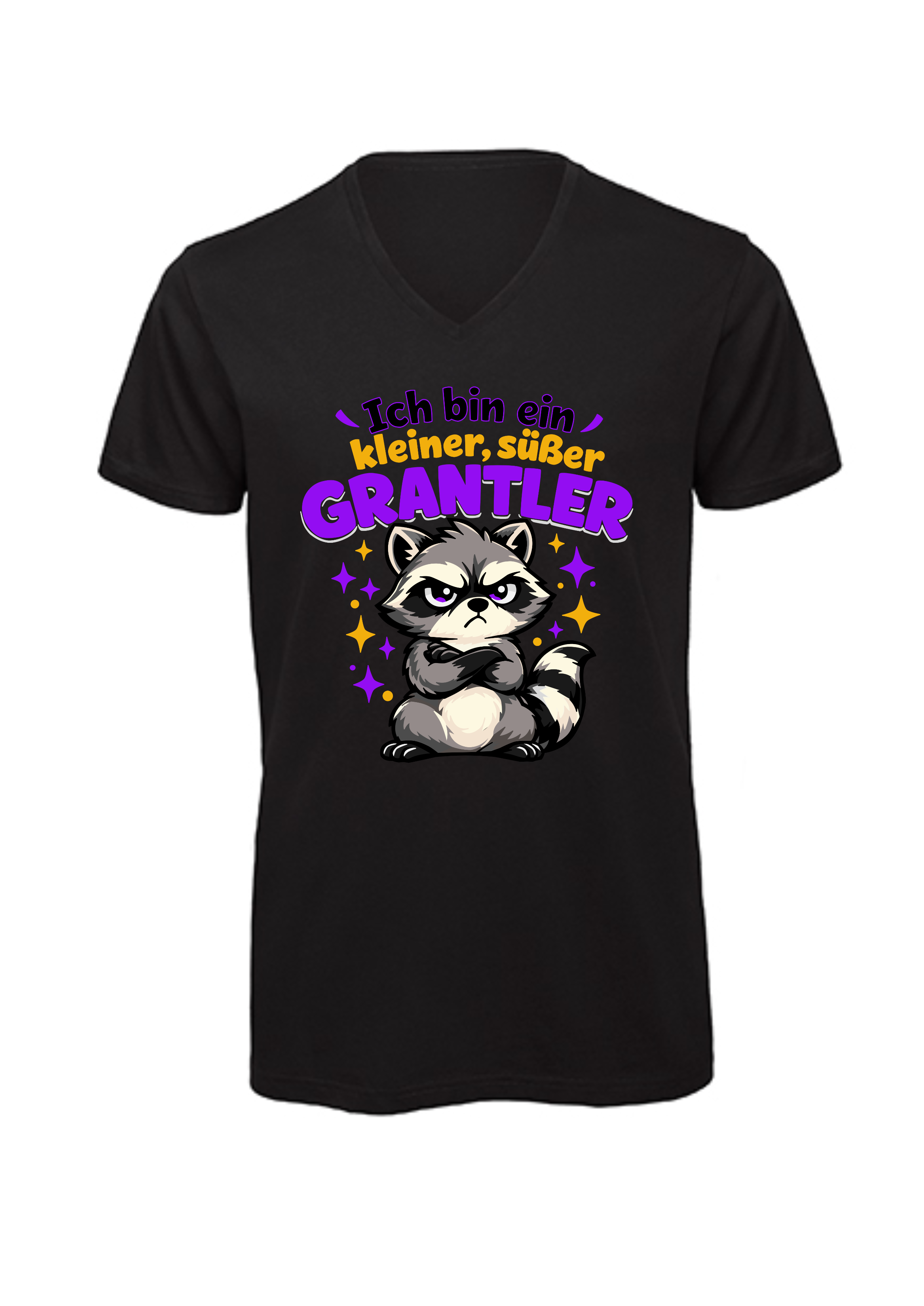 Kleiner, süßer Grantler - Waschbär | T-Shirt Herren V-Ausschnitt