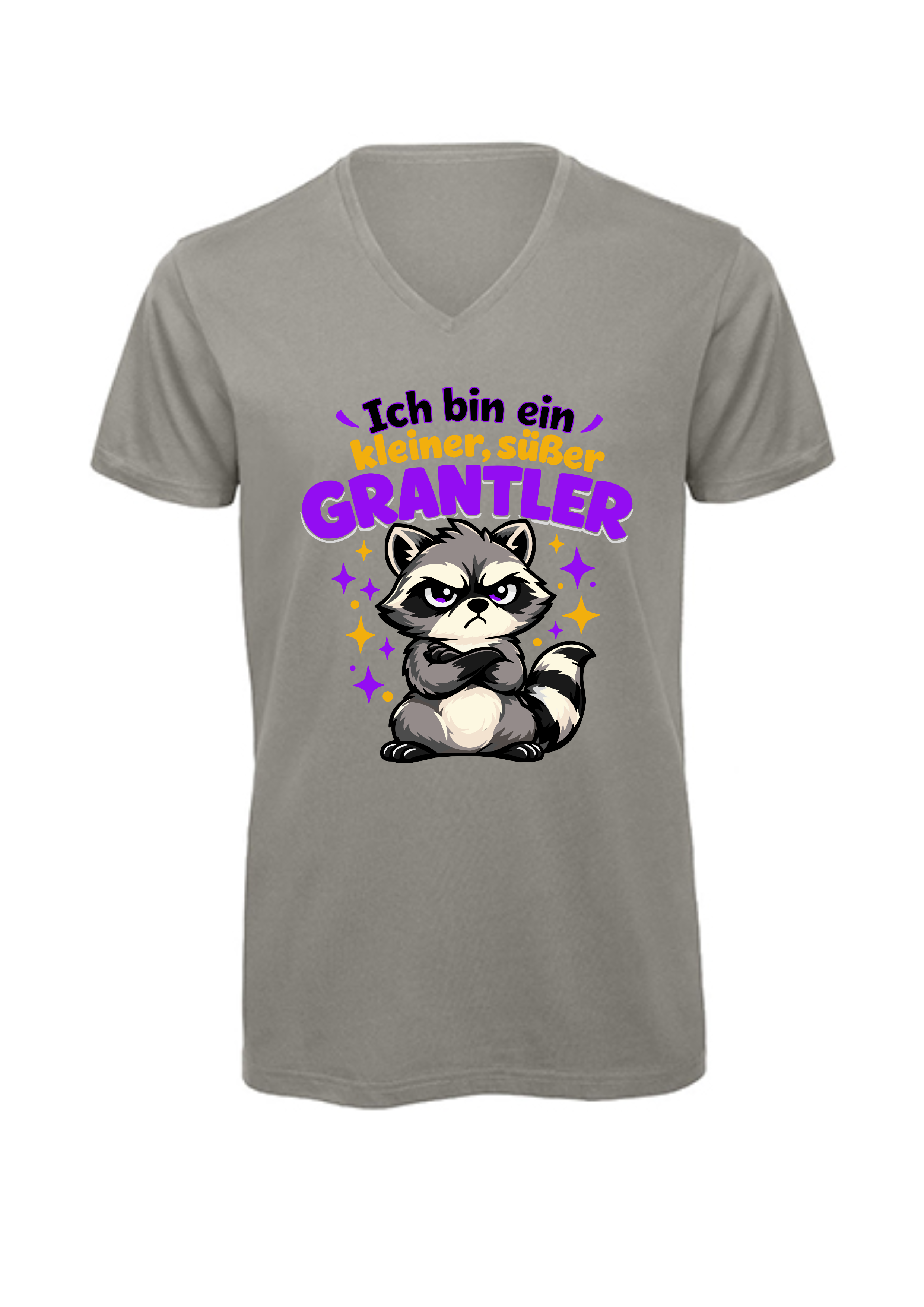 Kleiner, süßer Grantler - Waschbär | T-Shirt Herren V-Ausschnitt