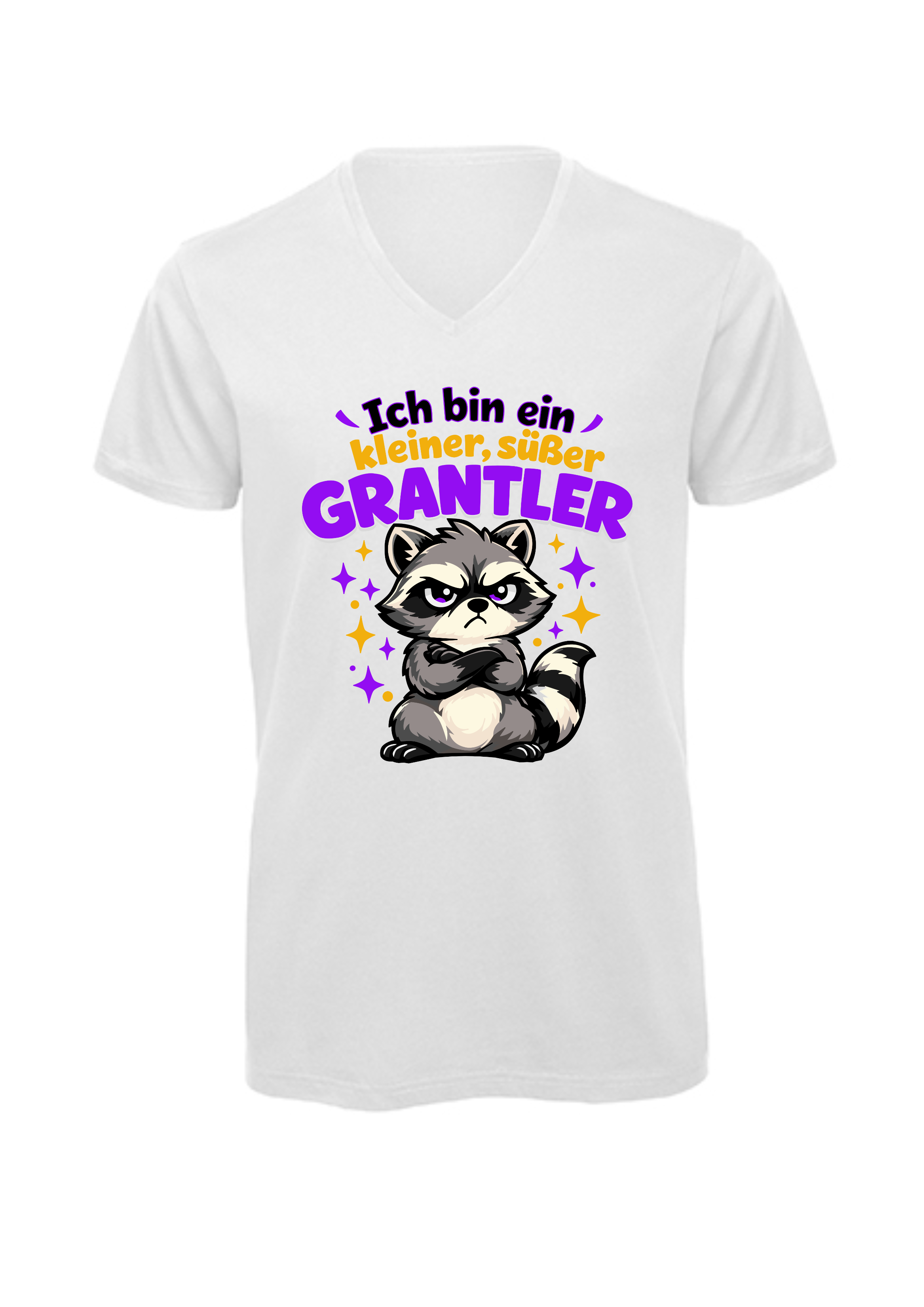 Kleiner, süßer Grantler - Waschbär | T-Shirt Herren V-Ausschnitt