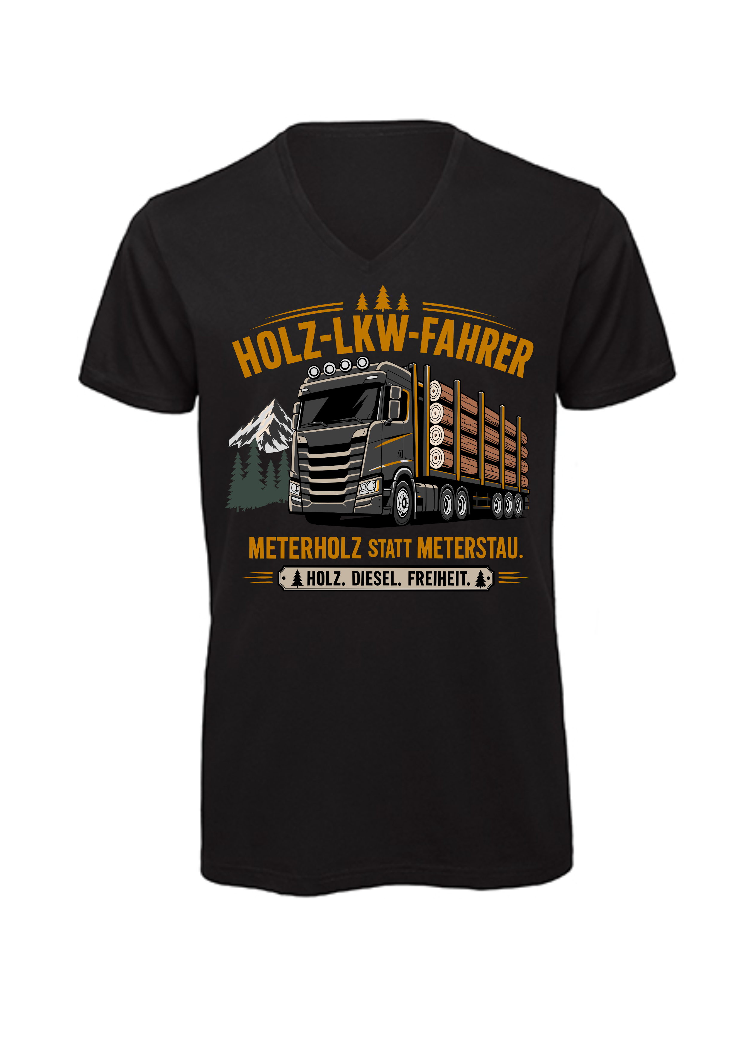 Holz-LKW-Fahrer | T-Shirt Herren V-Ausschnitt