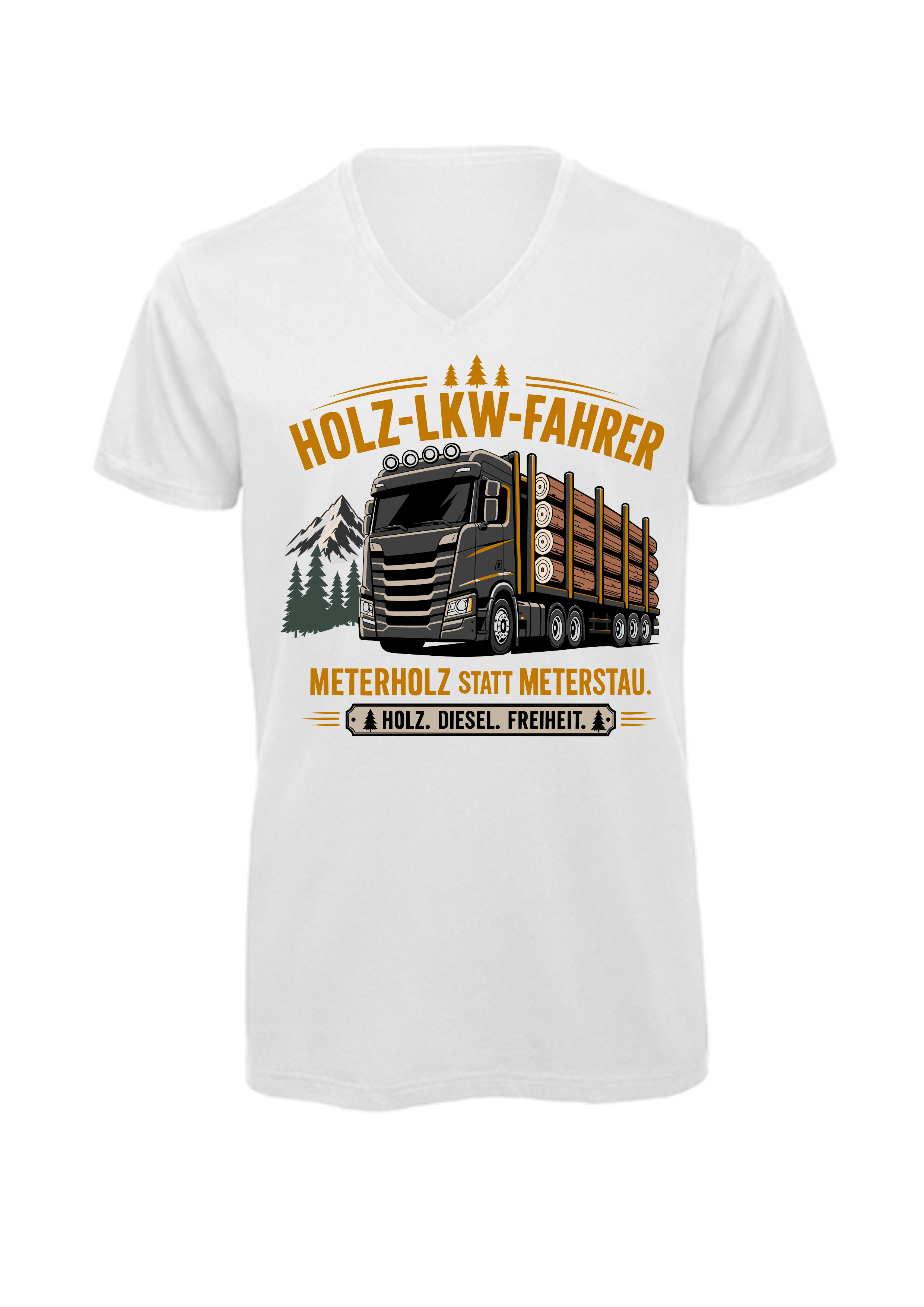 Holz-LKW-Fahrer | T-Shirt Herren V-Ausschnitt