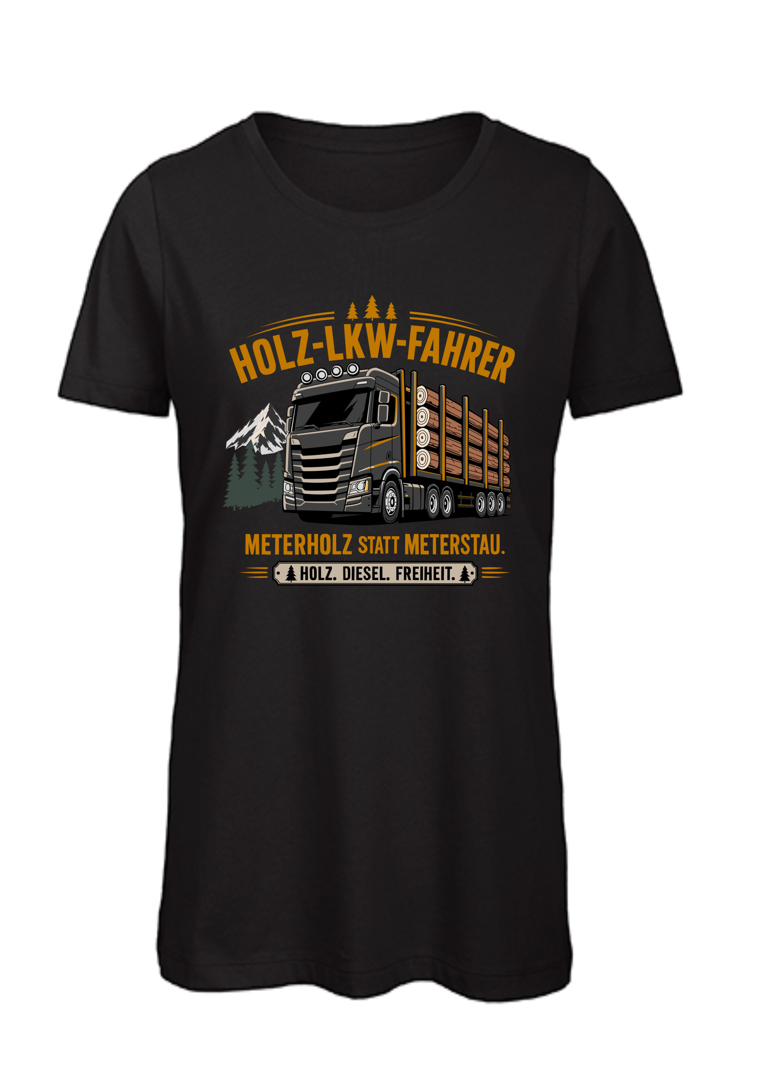 Holz-LKW-Fahrer | Damen T-Shirt Rundhals