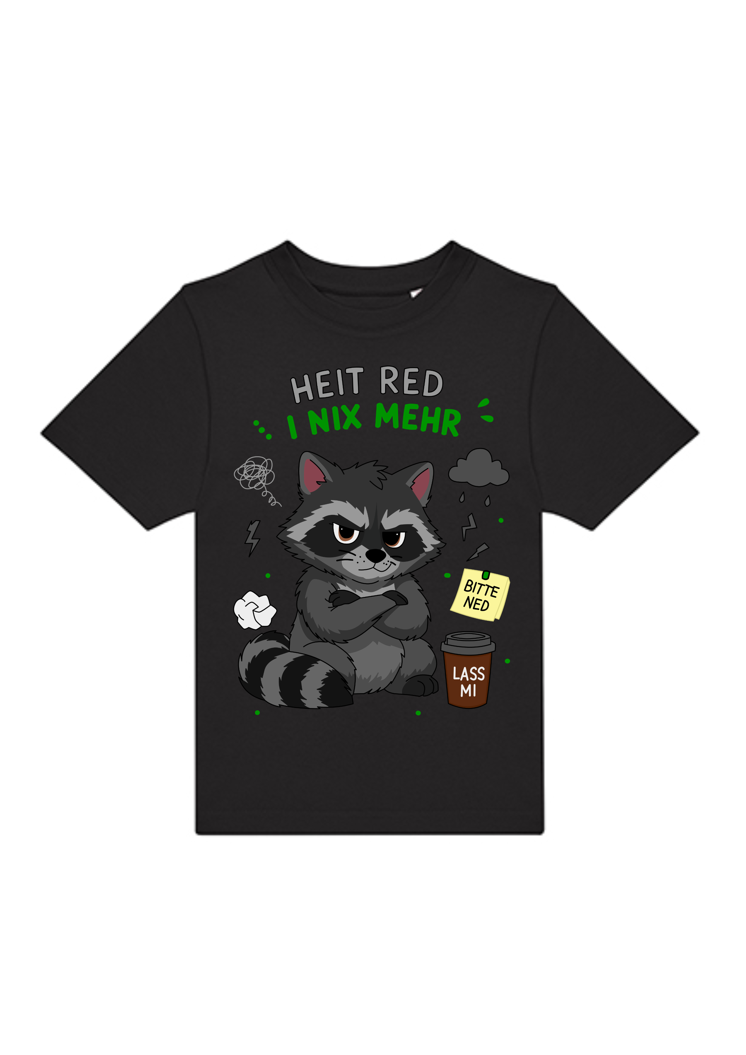 Heit red i nix mehr - Waschbär | Kinder T-Shirt Rundhals