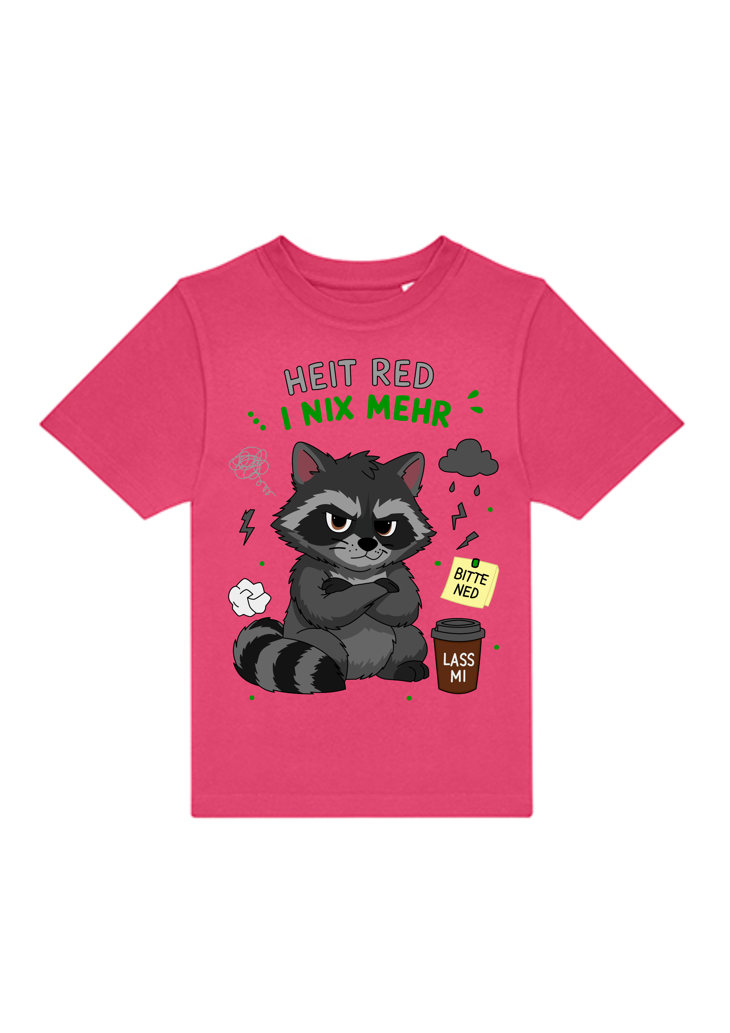 Heit red i nix mehr - Waschbär | Kinder T-Shirt Rundhals