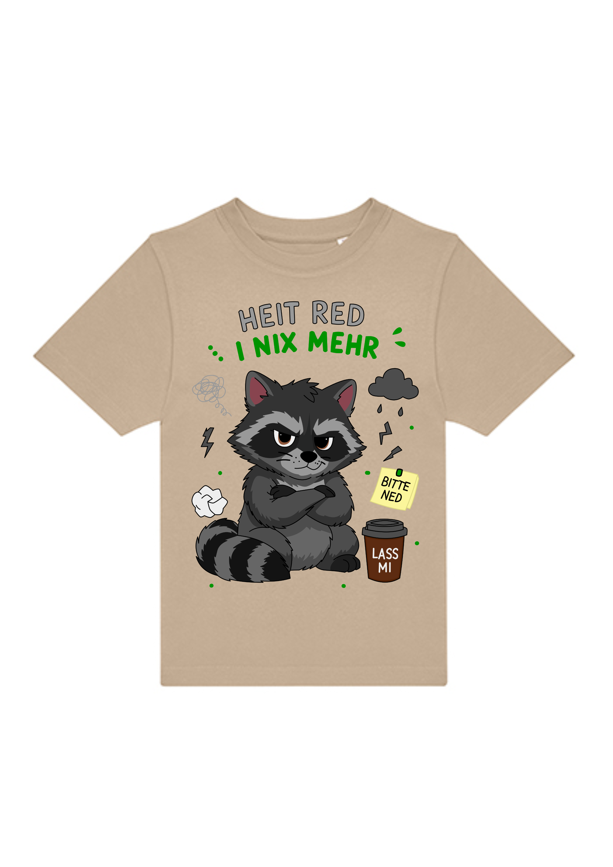 Heit red i nix mehr - Waschbär | Kinder T-Shirt Rundhals