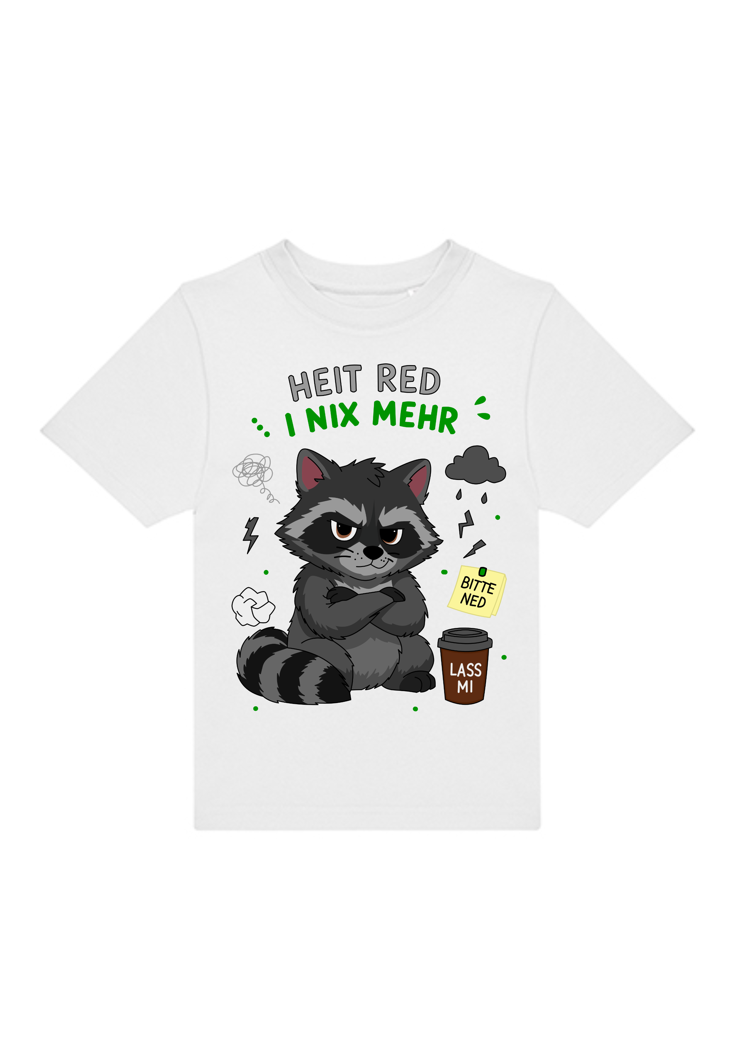 Heit red i nix mehr - Waschbär | Kinder T-Shirt Rundhals