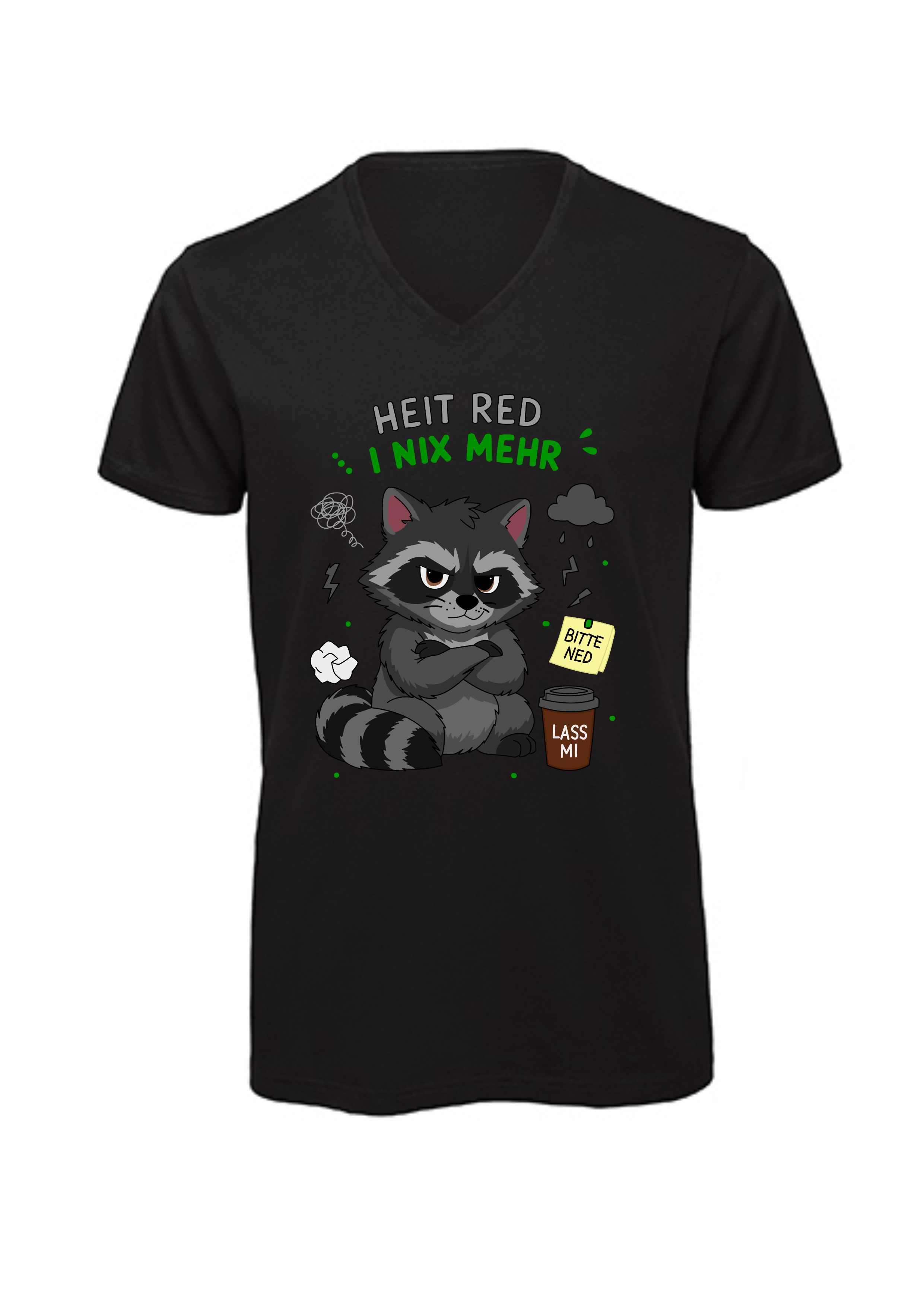 Heit red i nix mehr - Wachbär | T-Shirt Herren V-Ausschnitt