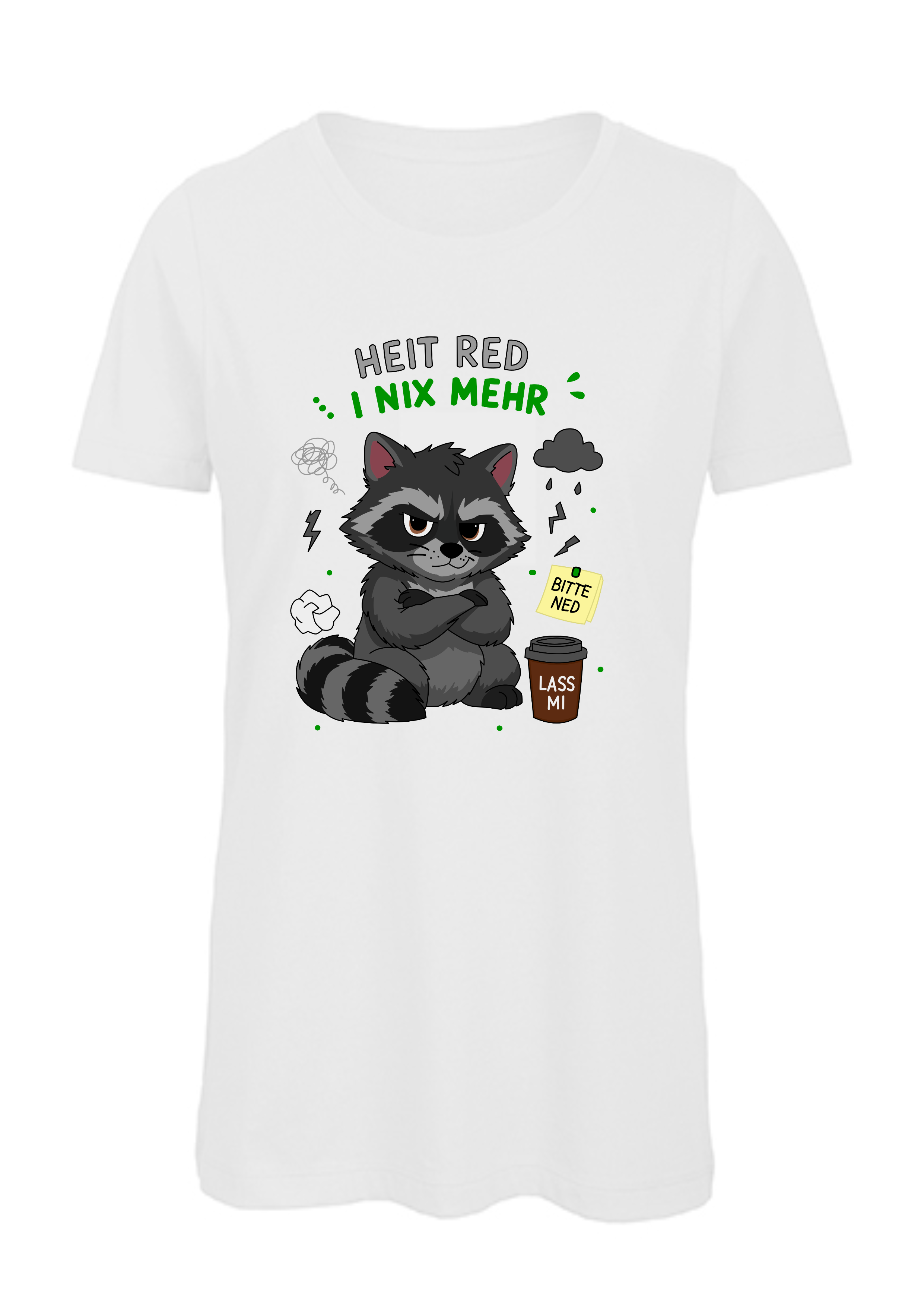 Heit red i nix mehr - Waschbär | Damen T-Shirt Rundhals