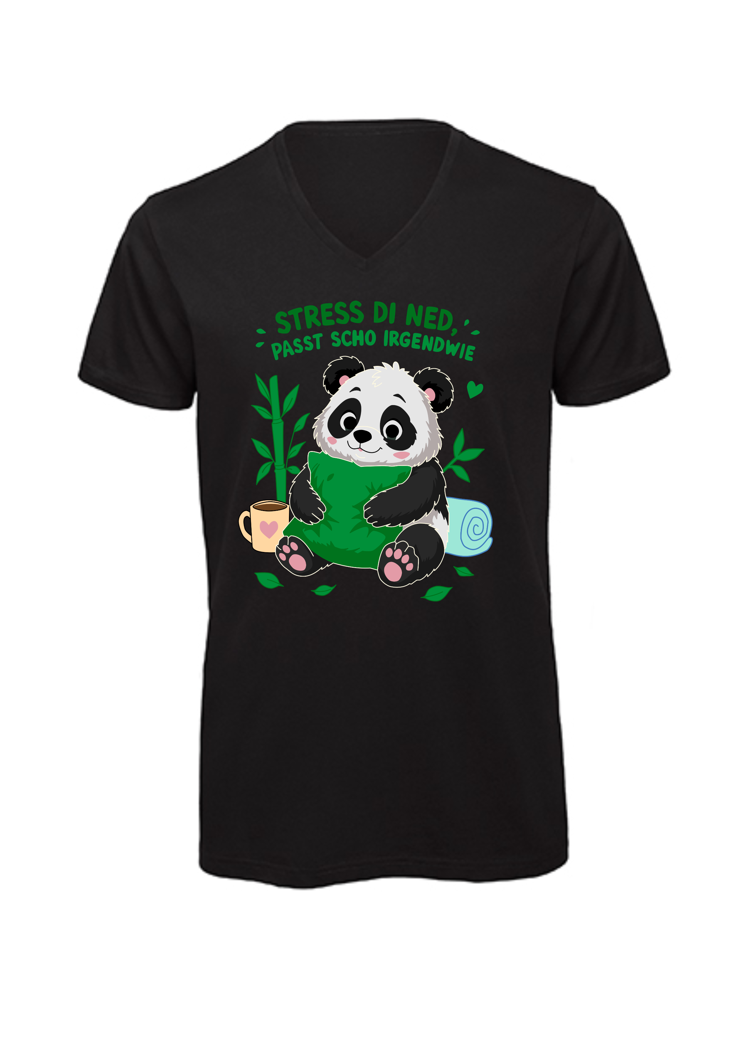 Stress di ned - Panda | T-Shirt Herren V-Ausschnitt