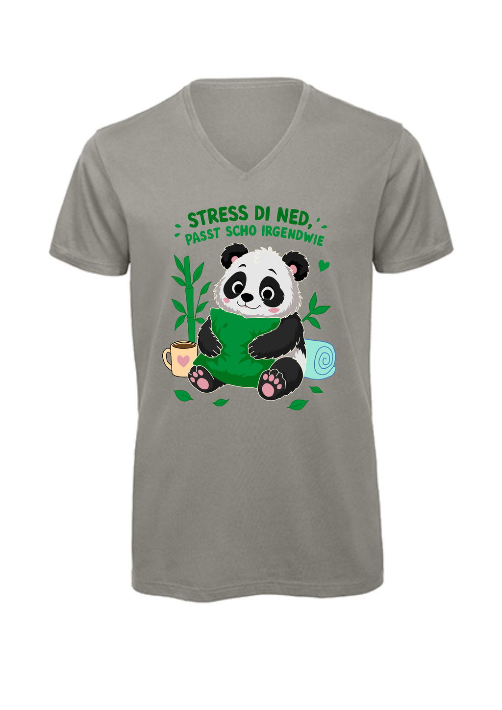 Stress di ned - Panda | T-Shirt Herren V-Ausschnitt