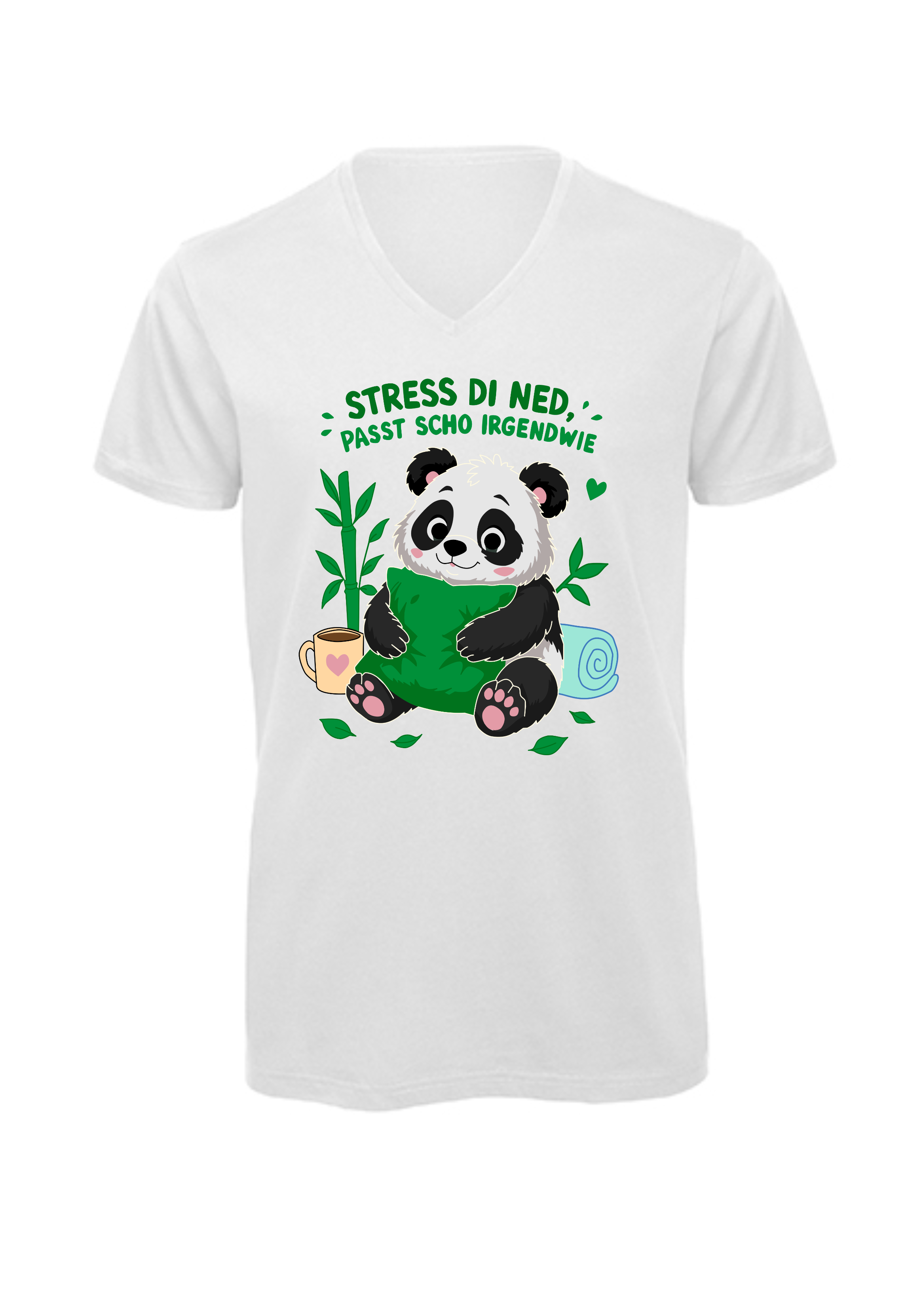 Stress di ned - Panda | T-Shirt Herren V-Ausschnitt