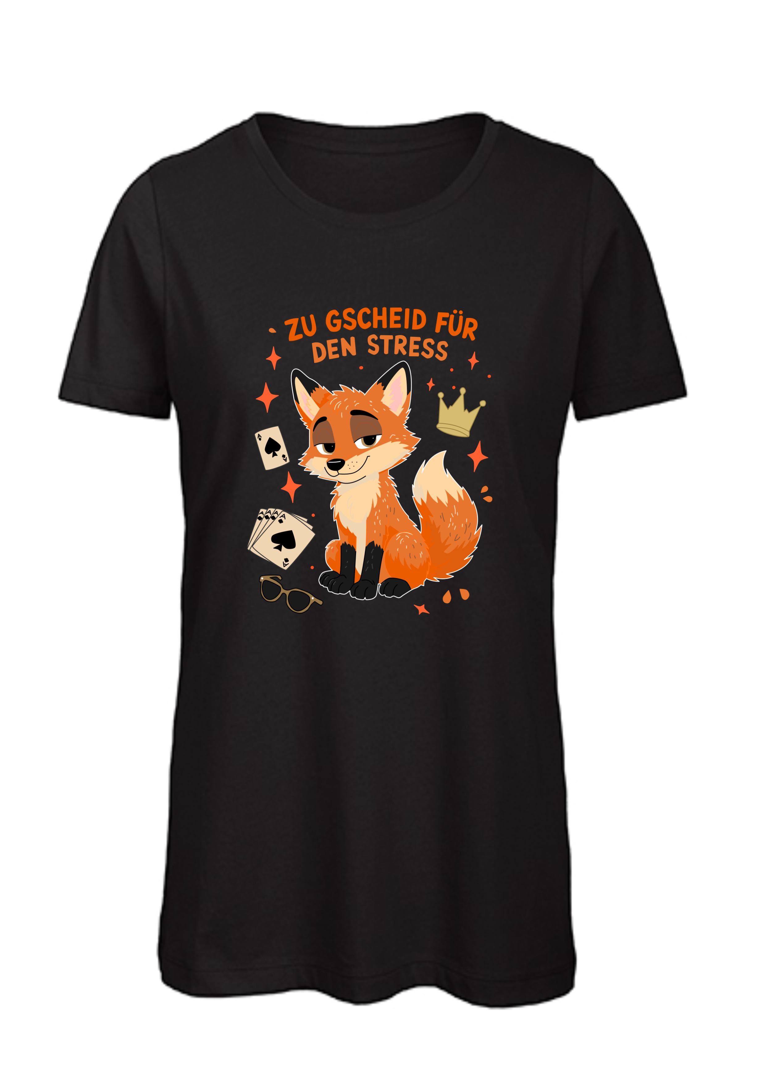 Zu gscheid für den Stress - Fuchs | Damen T-Shirt Rundhals