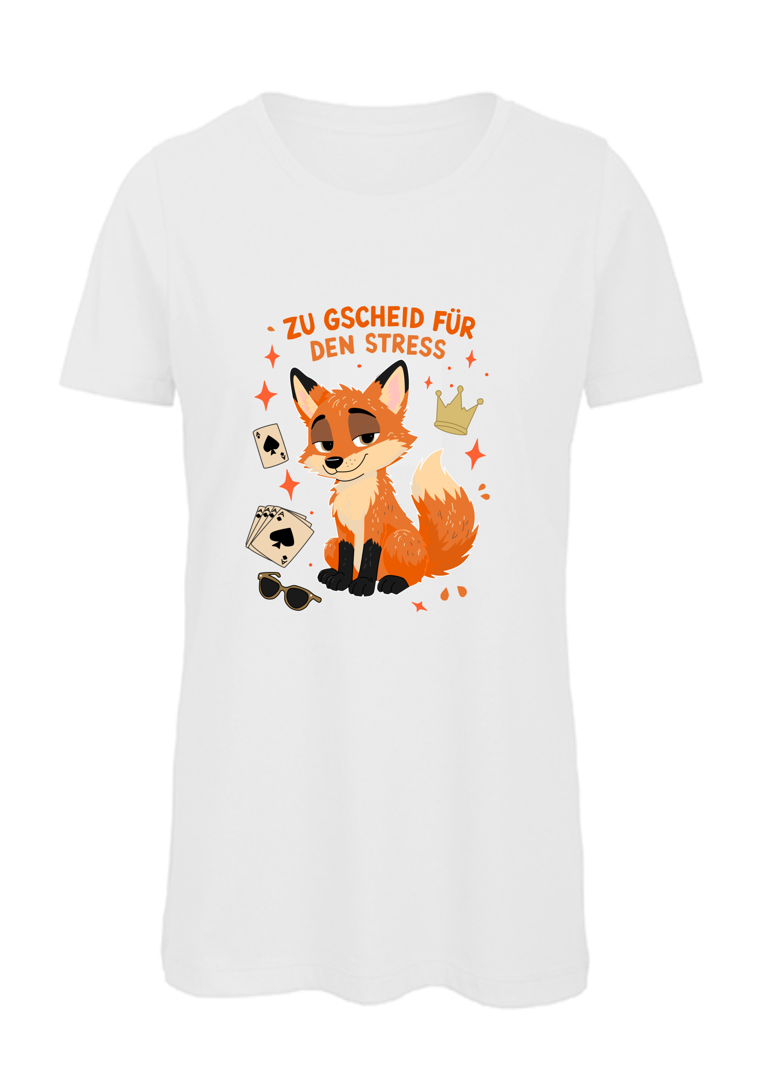 Zu gscheid für den Stress - Fuchs | Damen T-Shirt Rundhals