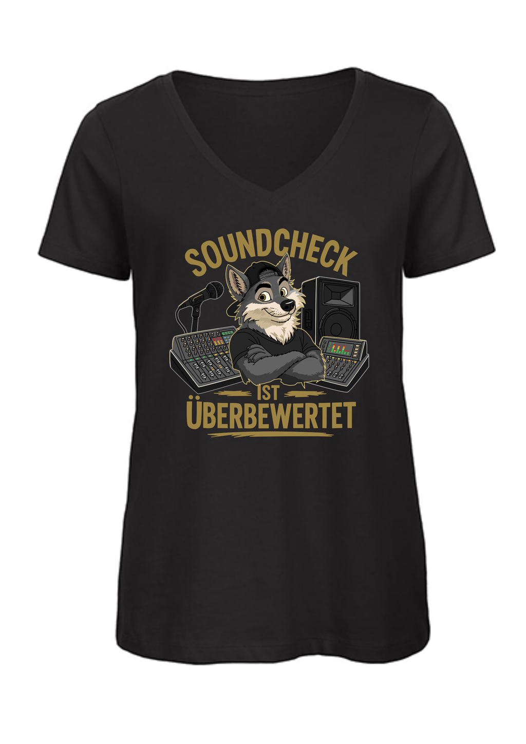 Soundcheck ist überbewertet - Wolf | Damen T-Shirt V-Ausschnitt