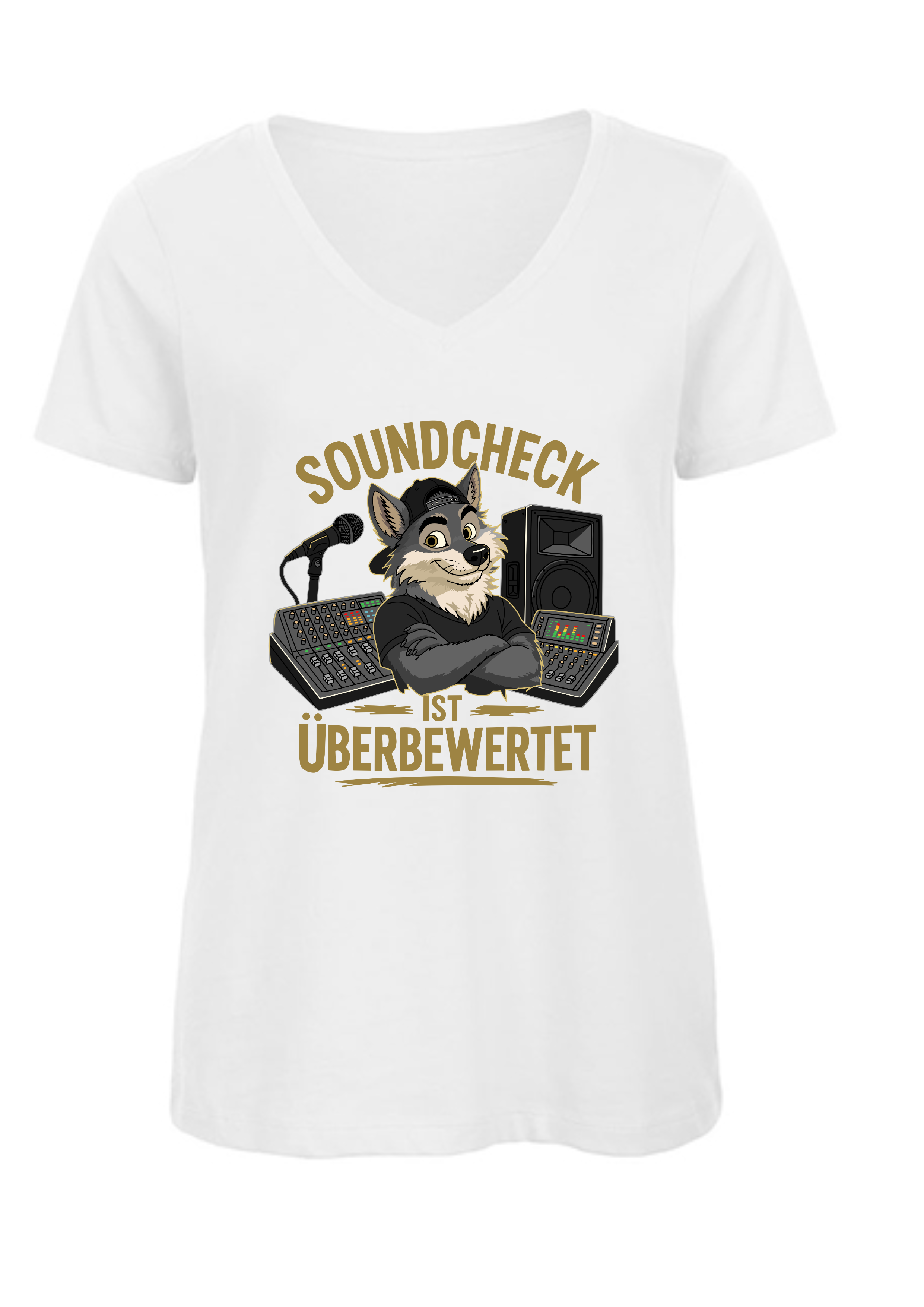 Soundcheck ist überbewertet - Wolf | Damen T-Shirt V-Ausschnitt
