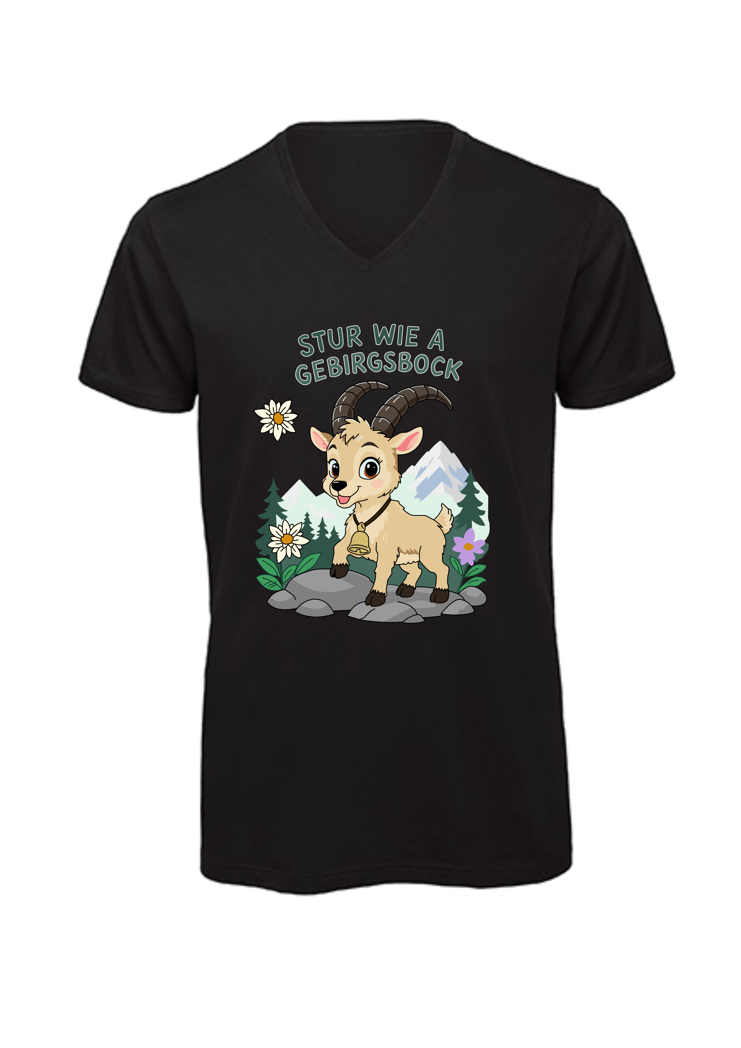 Stur wie a Gebirgsbock | T-Shirt Herren V-Ausschnitt