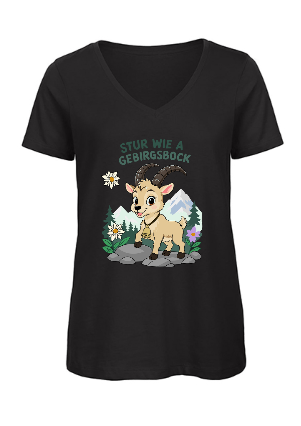 Stur wie a Gebirgsbock | Damen T-Shirt V-Ausschnitt
