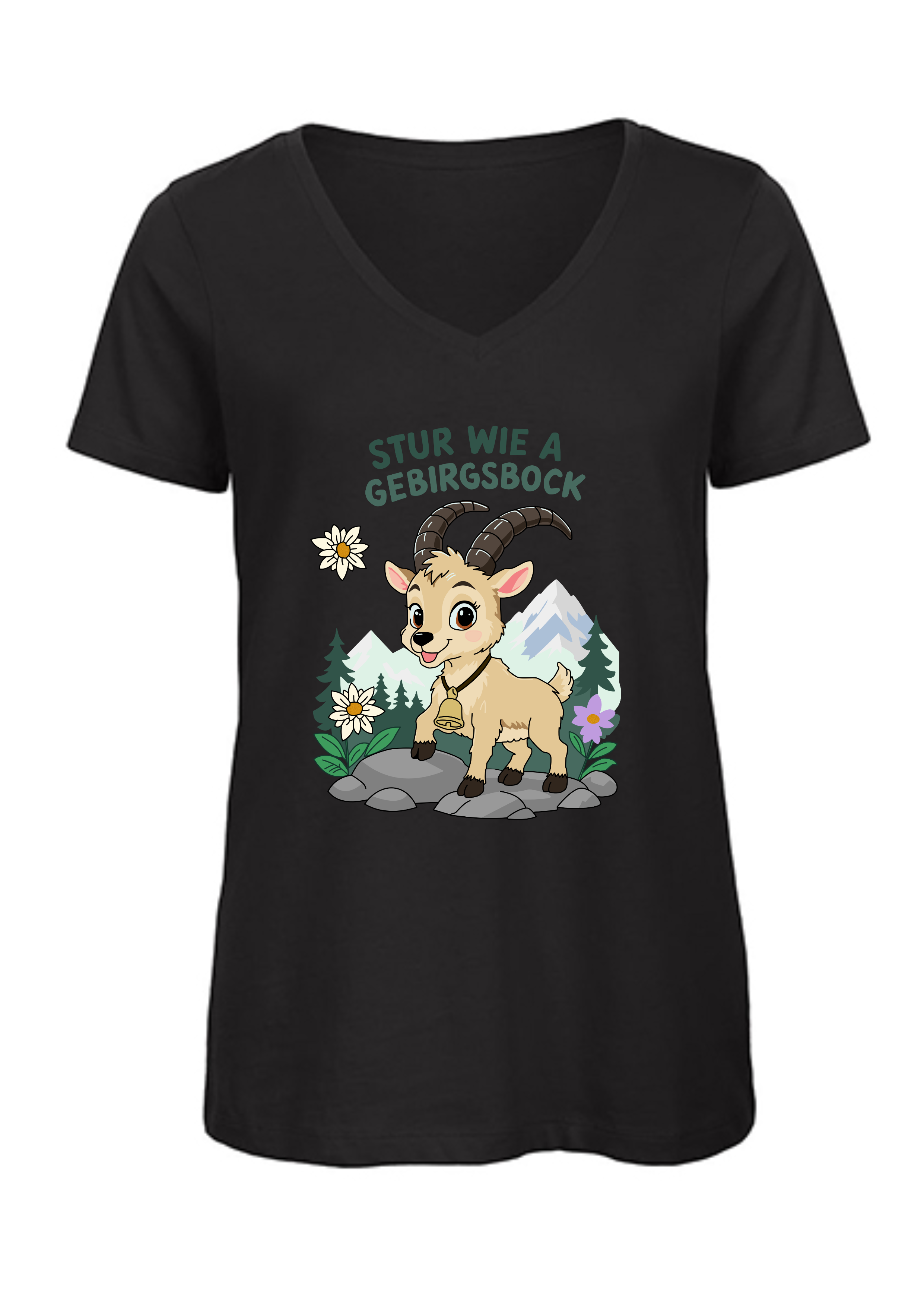 Stur wie a Gebirgsbock | Damen T-Shirt V-Ausschnitt