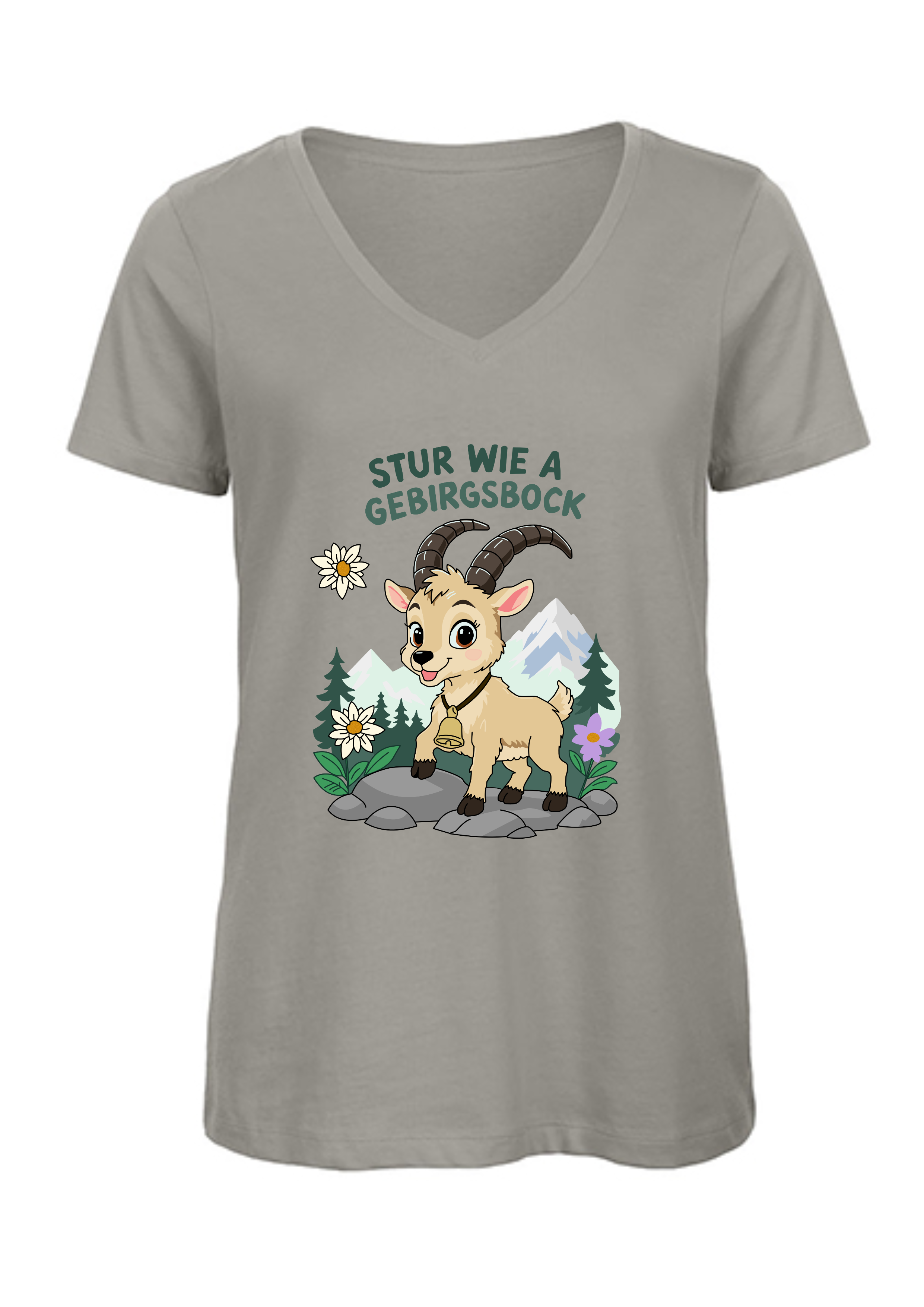 Stur wie a Gebirgsbock | Damen T-Shirt V-Ausschnitt