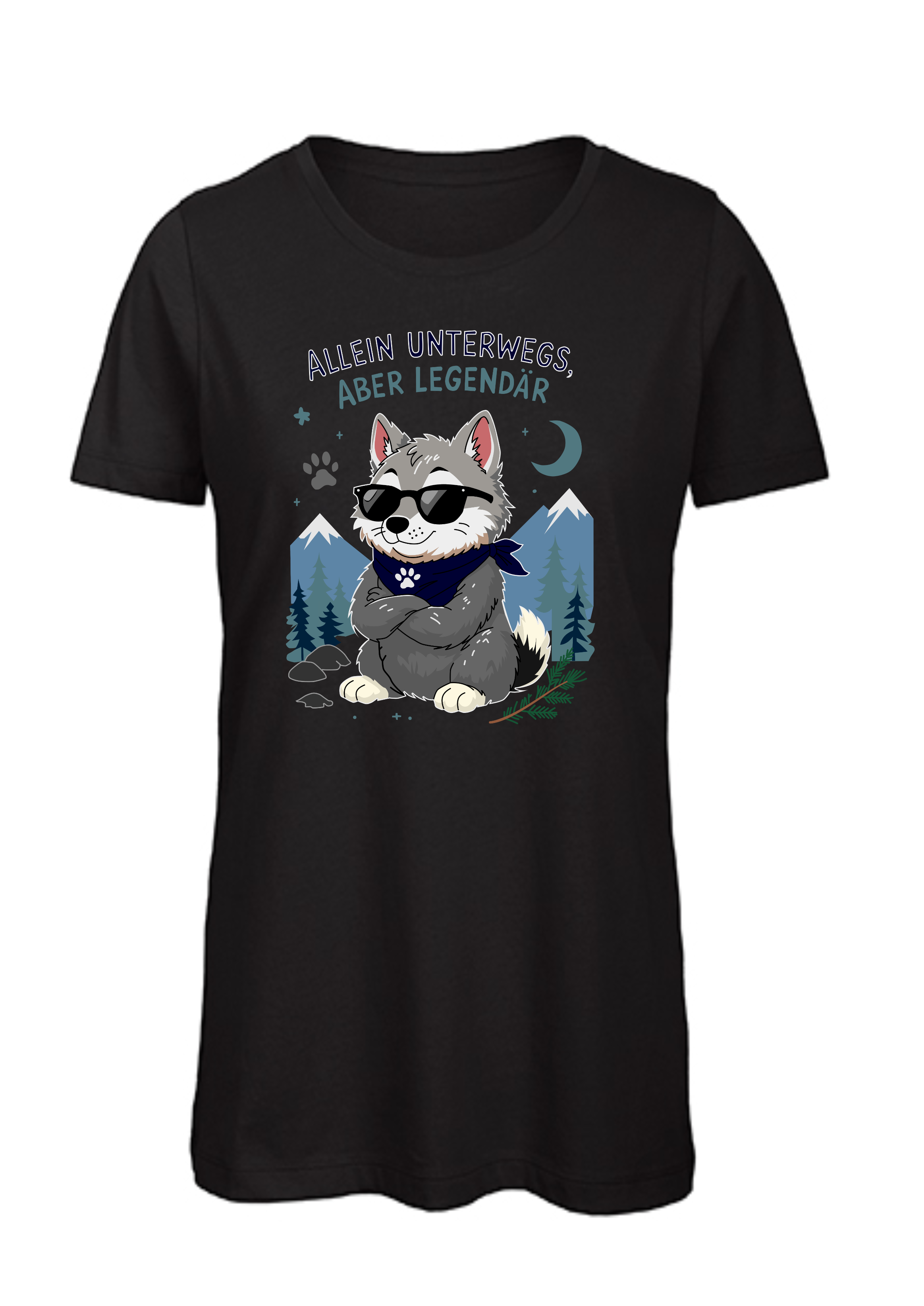 Allein unterwegs, aber legendär - Wolf | Damen T-Shirt Rundhals