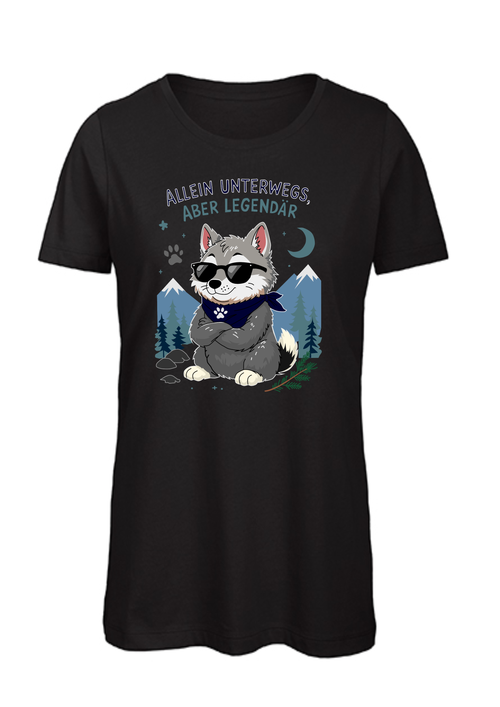 Allein unterwegs, aber legendär - Wolf | Damen T-Shirt Rundhals