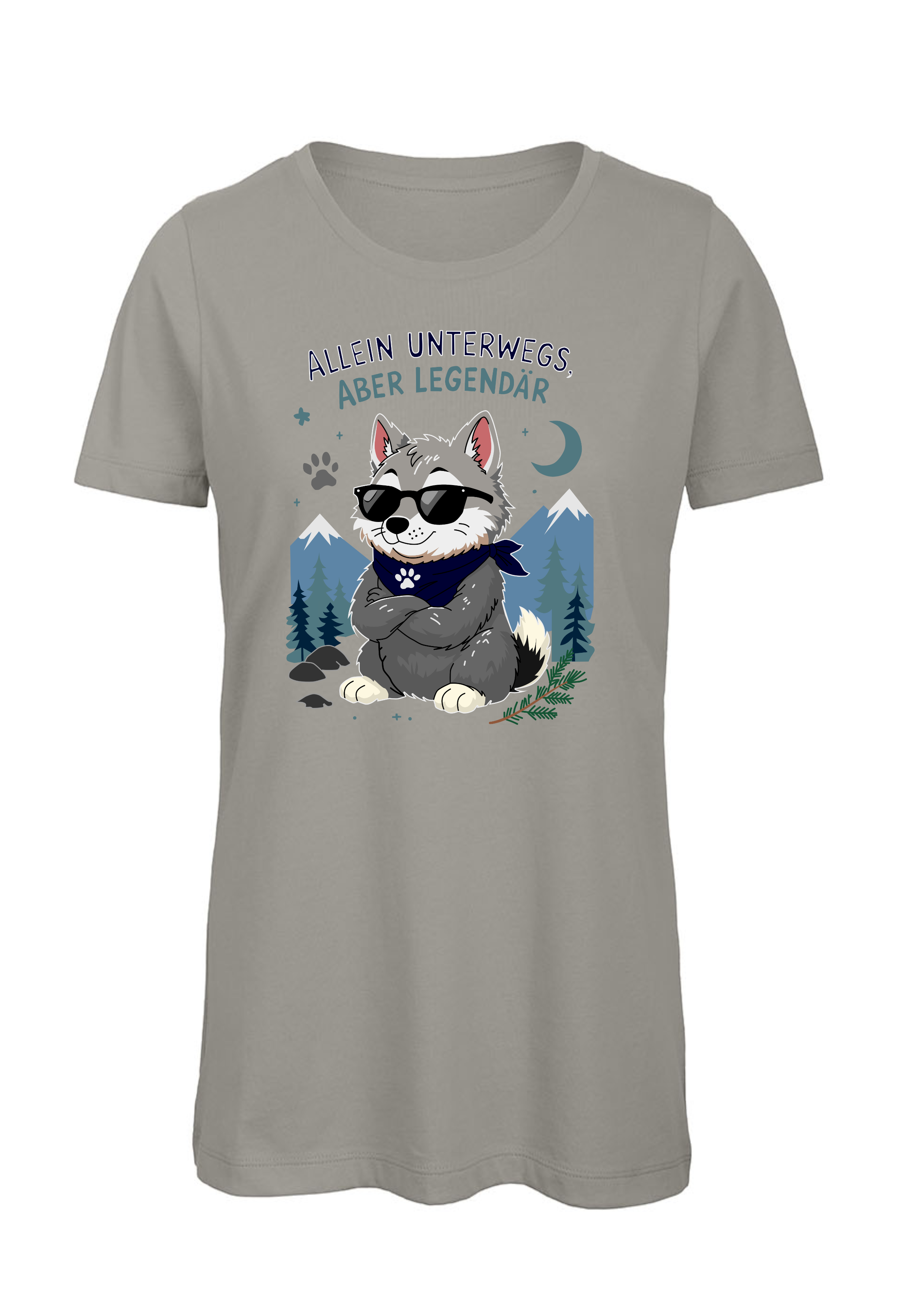 Allein unterwegs, aber legendär - Wolf | Damen T-Shirt Rundhals