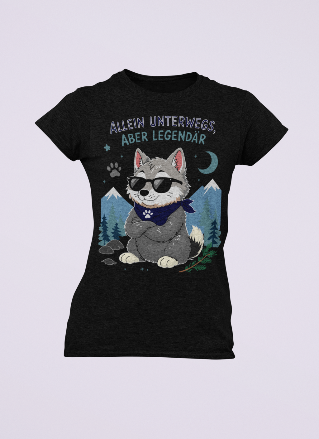 Allein unterwegs, aber legendär - Wolf | Damen T-Shirt Rundhals