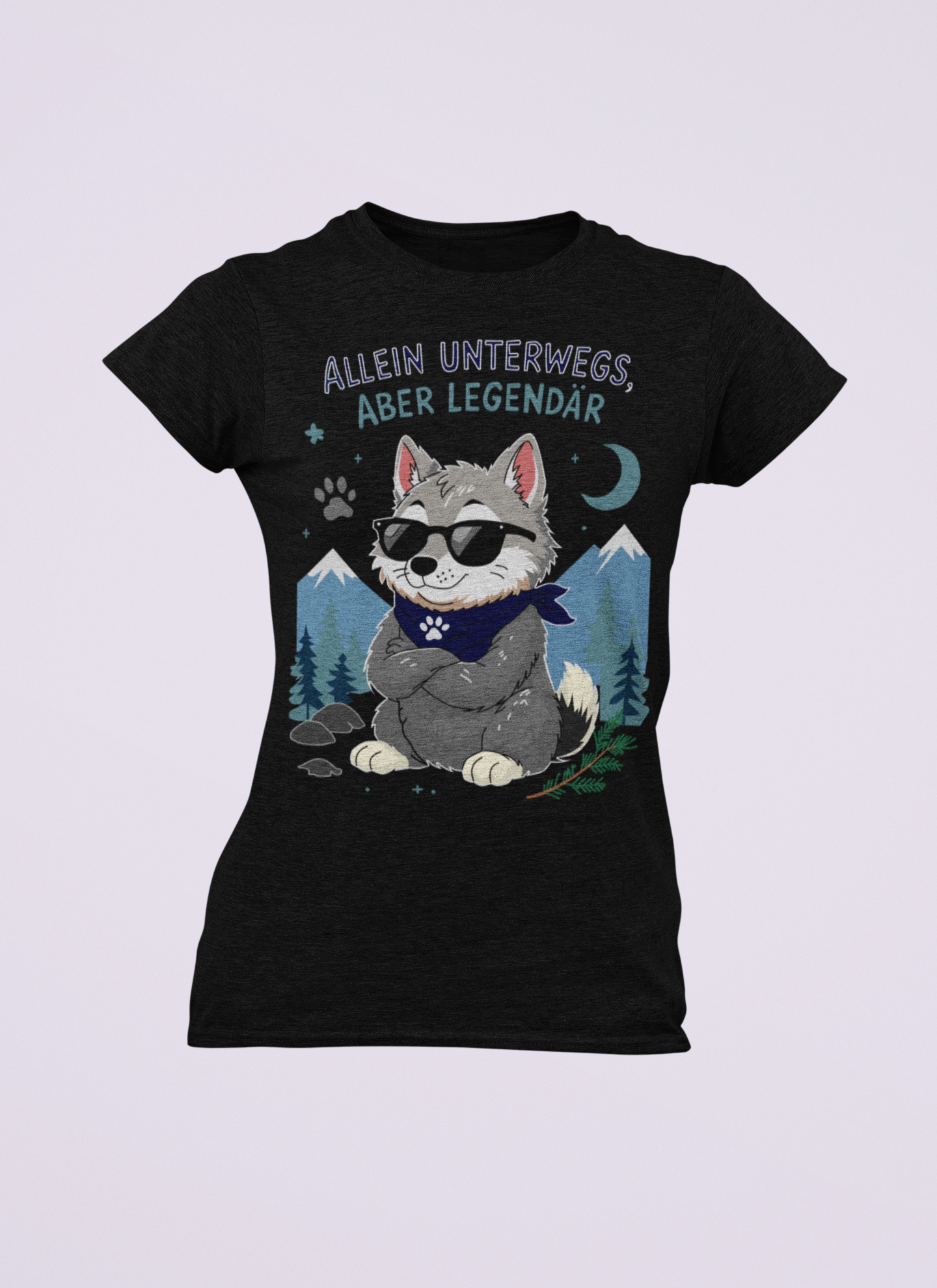 Allein unterwegs, aber legendär - Wolf | Damen T-Shirt Rundhals