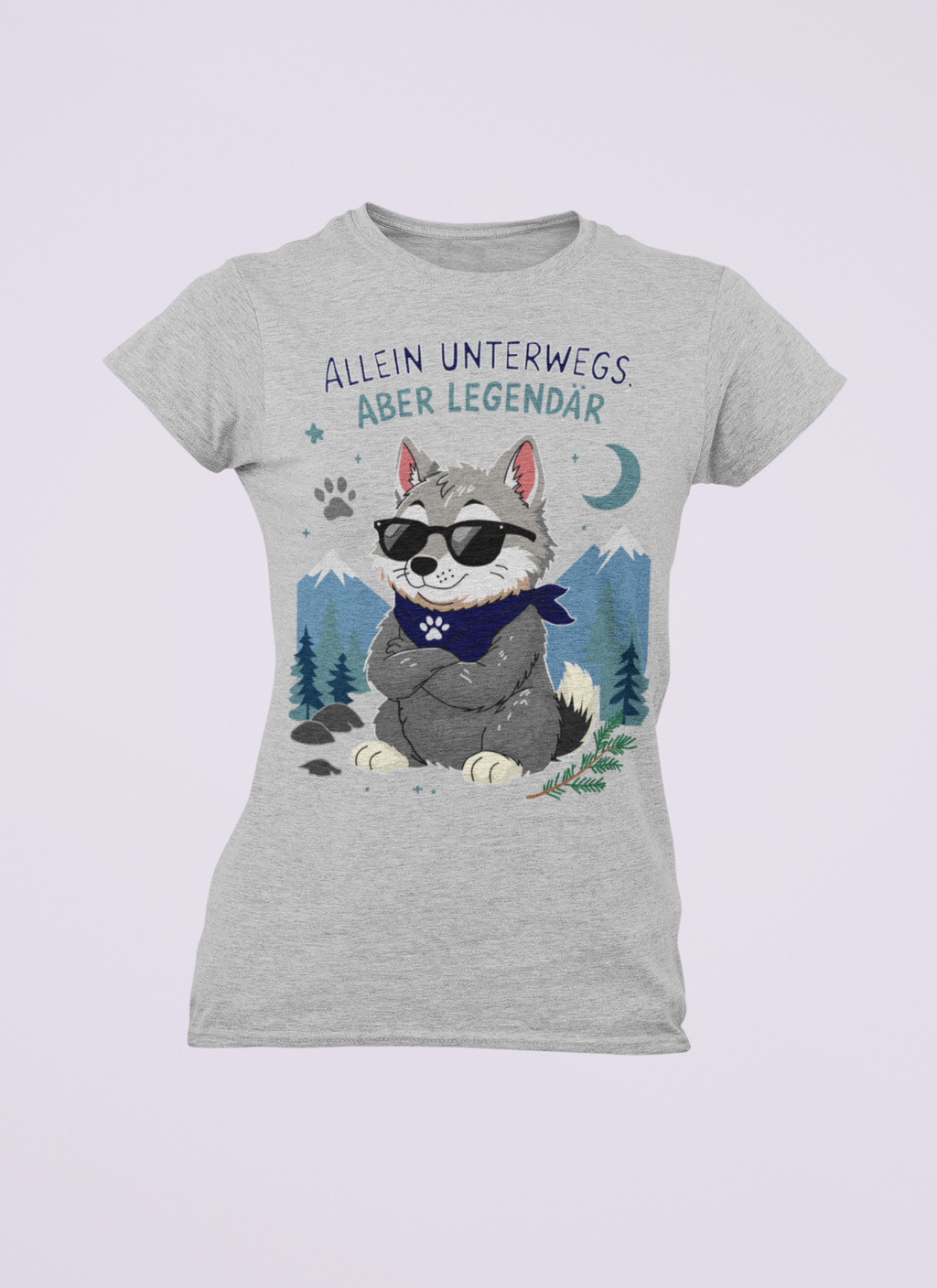 Allein unterwegs, aber legendär - Wolf | Damen T-Shirt Rundhals