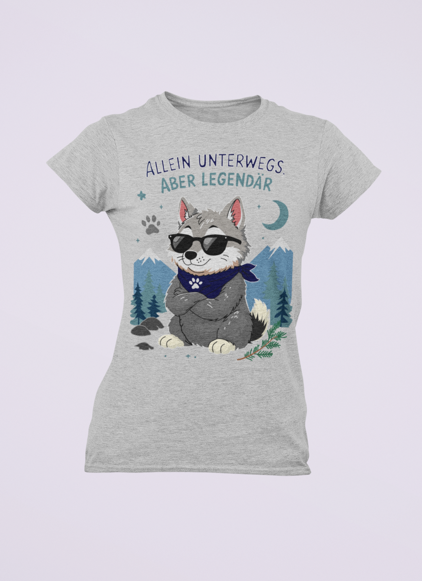 Allein unterwegs, aber legendär - Wolf | Damen T-Shirt Rundhals