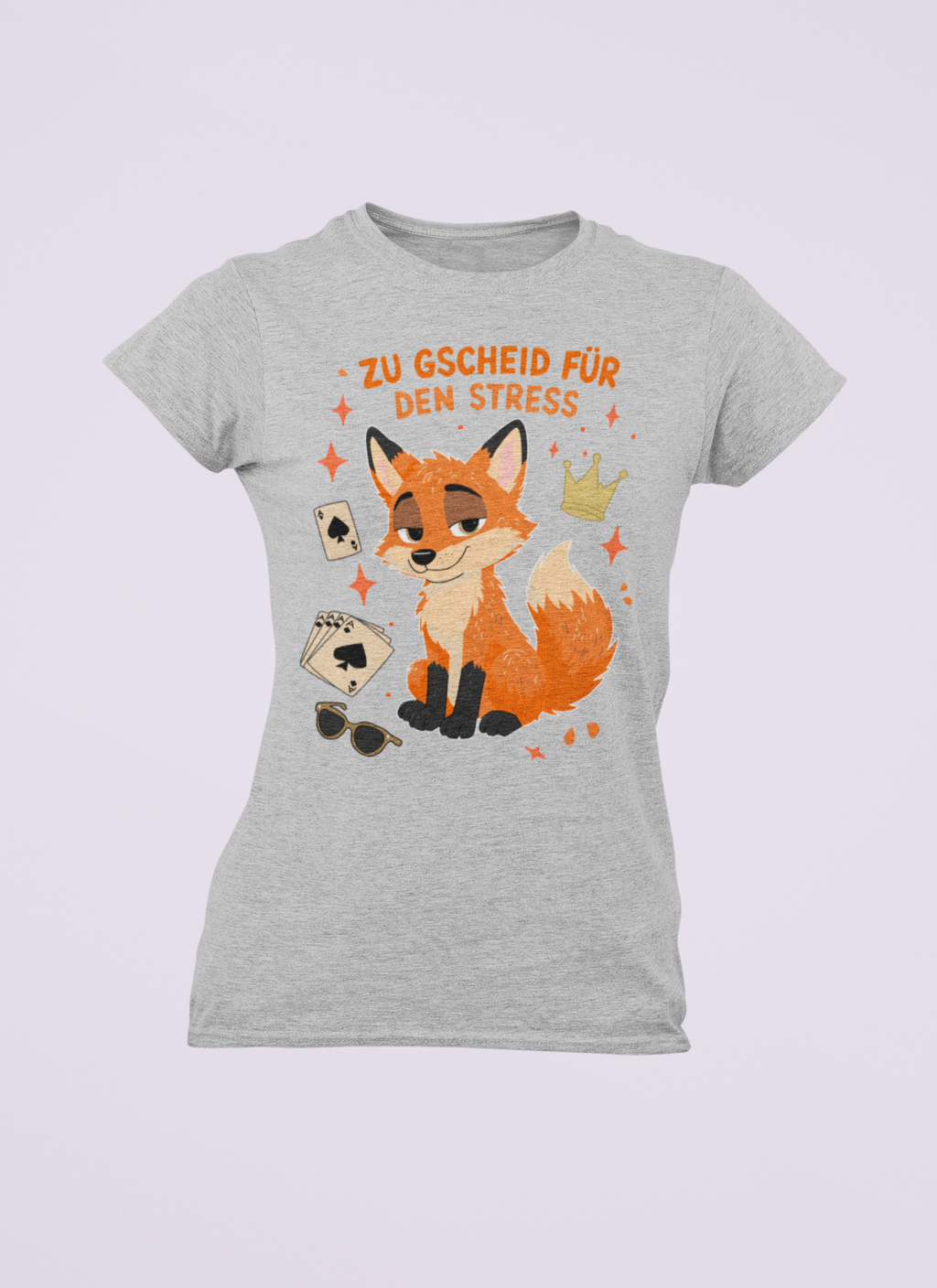 Zu gscheid für den Stress - Fuchs | Damen T-Shirt Rundhals
