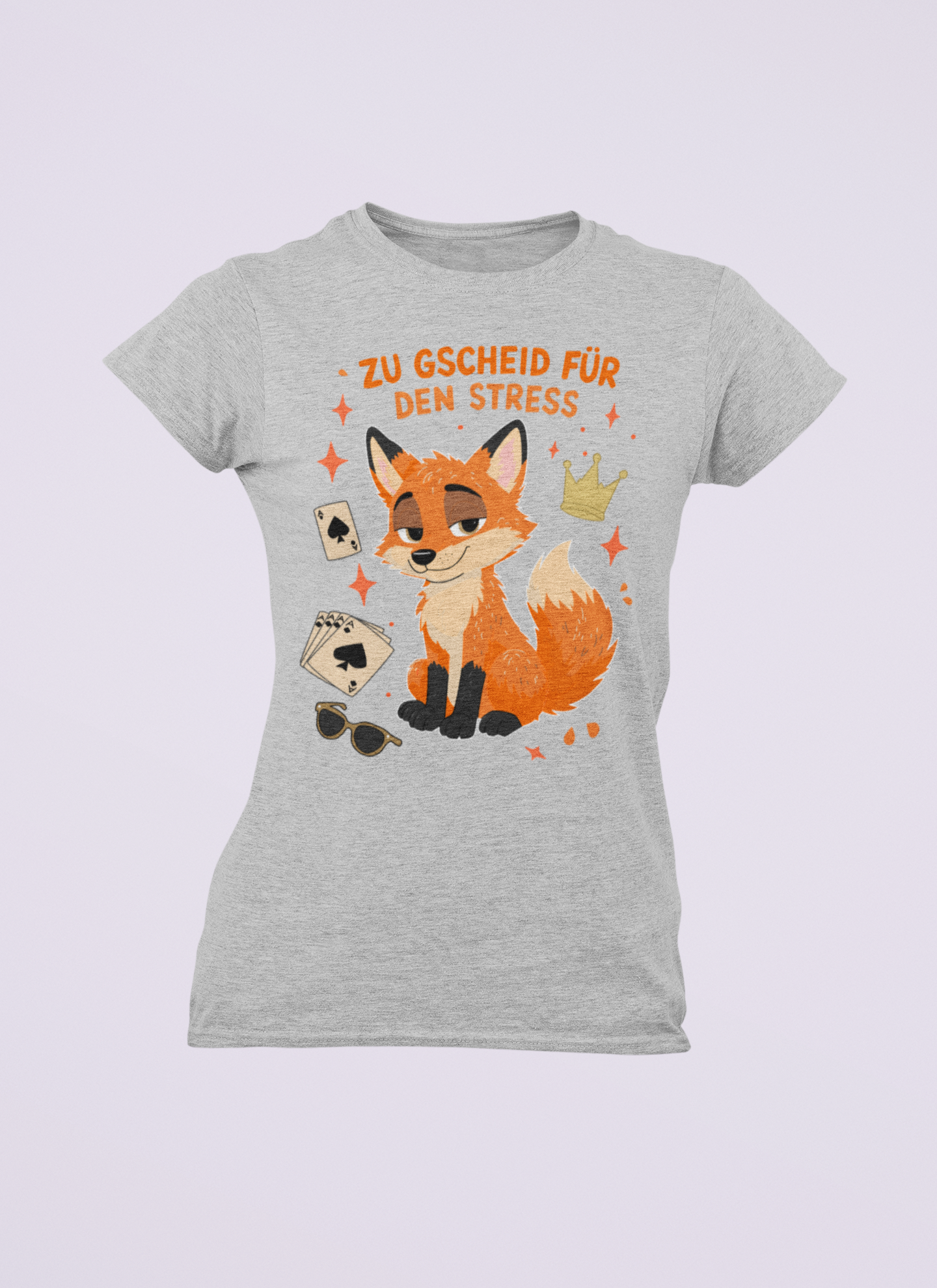 Zu gscheid für den Stress - Fuchs | Damen T-Shirt Rundhals