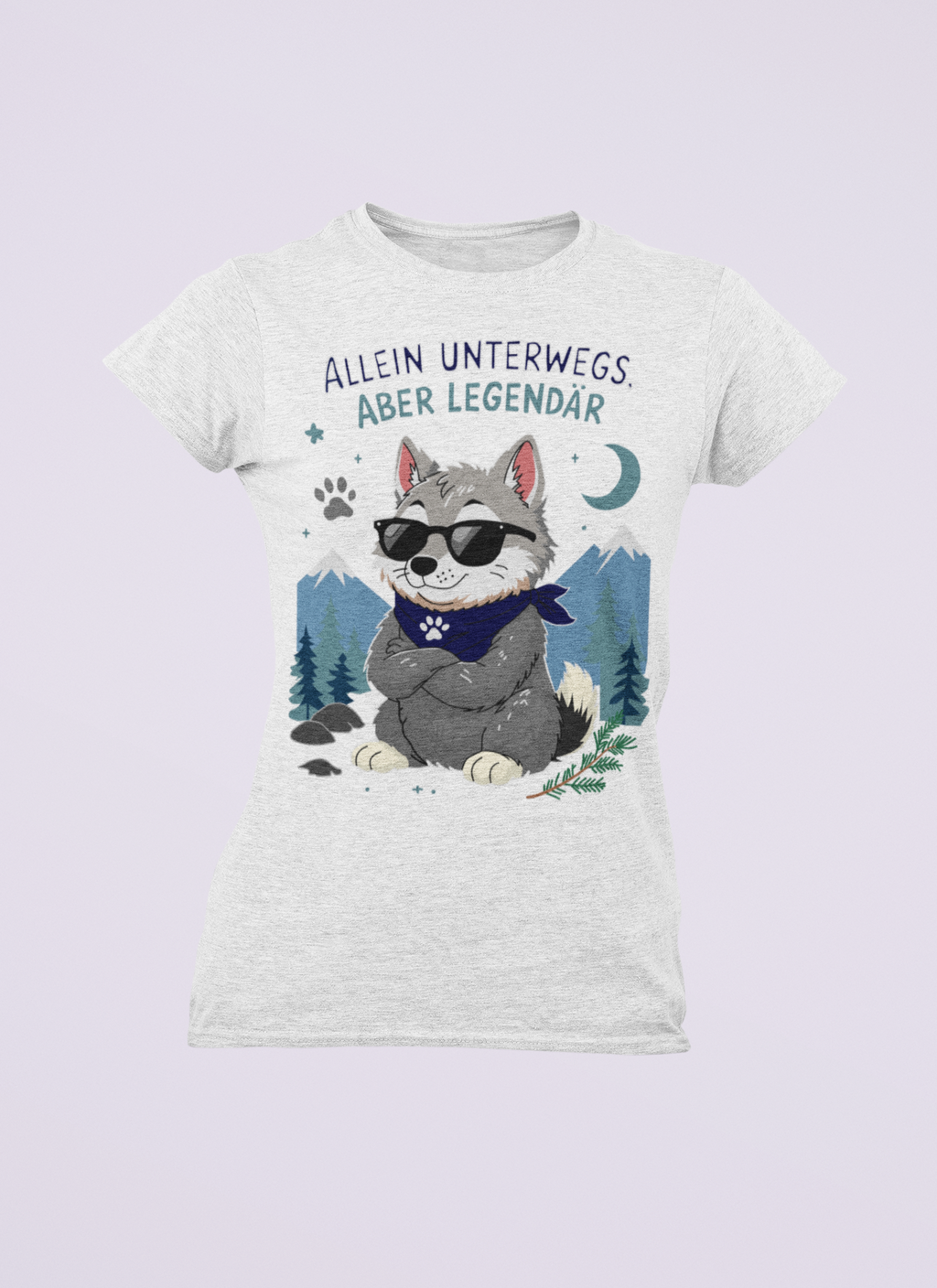 Allein unterwegs, aber legendär - Wolf | Damen T-Shirt Rundhals