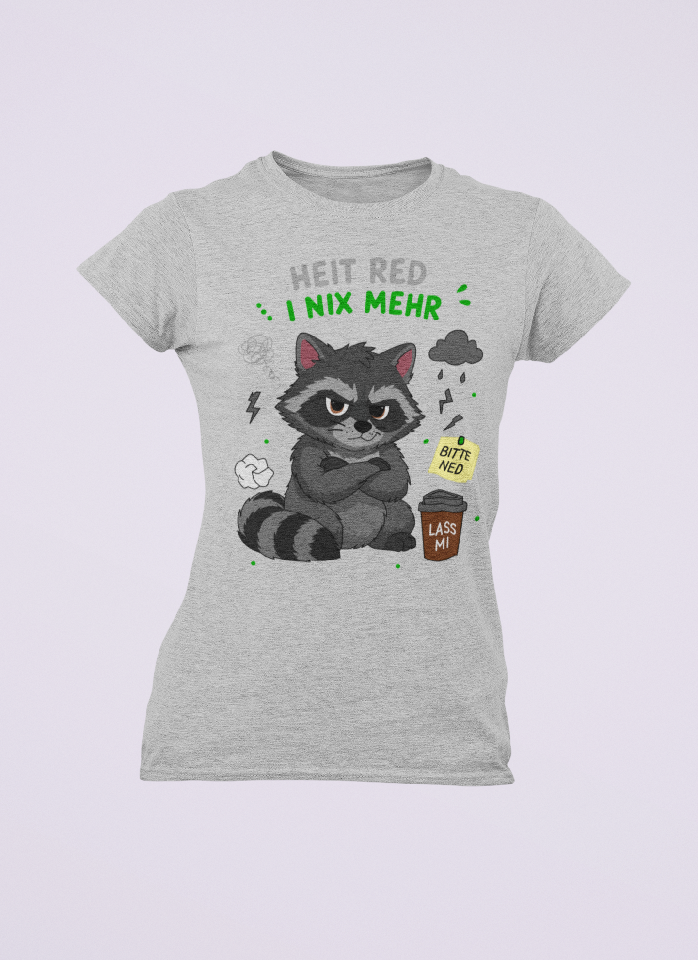 Heit red i nix mehr - Waschbär | Damen T-Shirt Rundhals