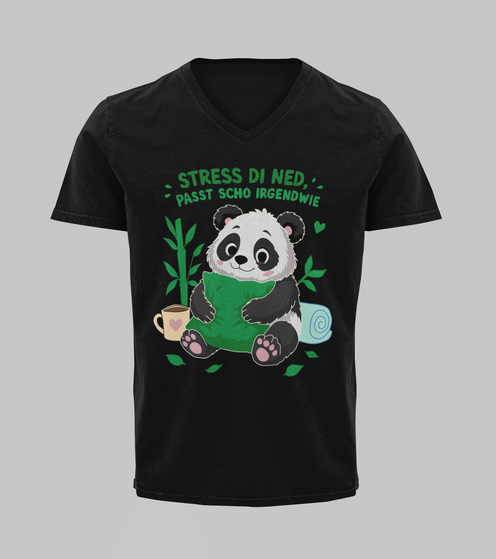Stress di ned - Panda | T-Shirt Herren V-Ausschnitt