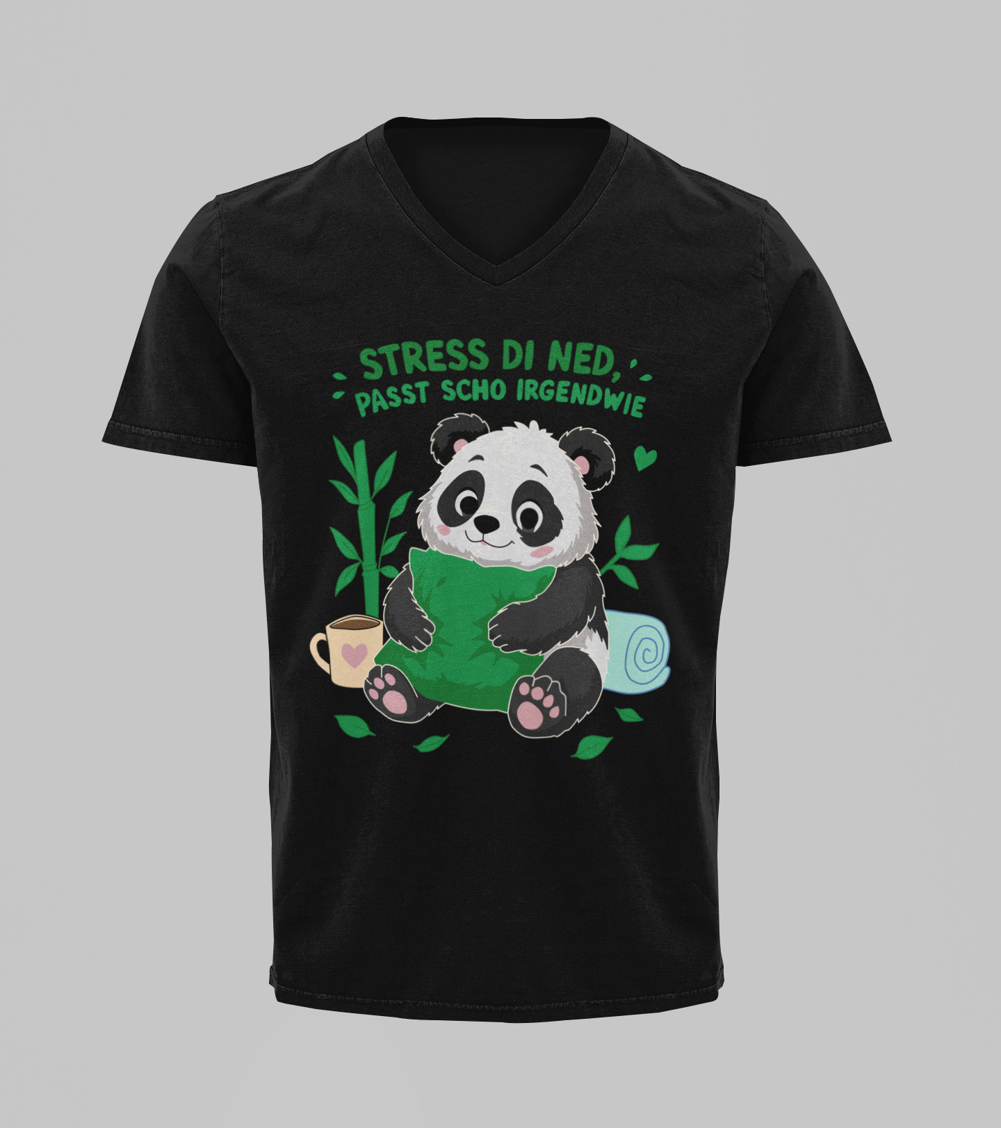 Stress di ned - Panda | T-Shirt Herren V-Ausschnitt