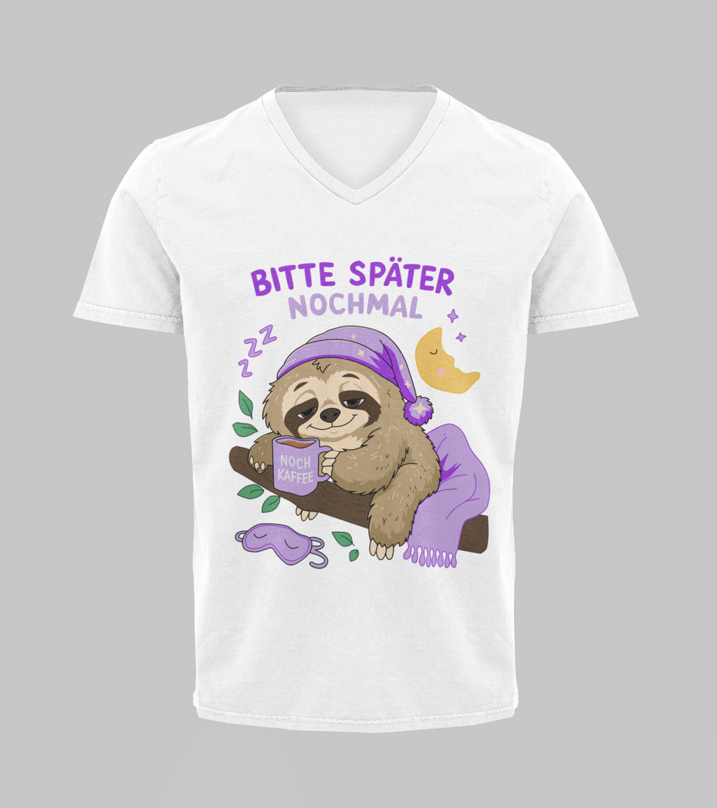 Bitte später nochmal - Faultier | T-Shirt Herren V-Ausschnitt