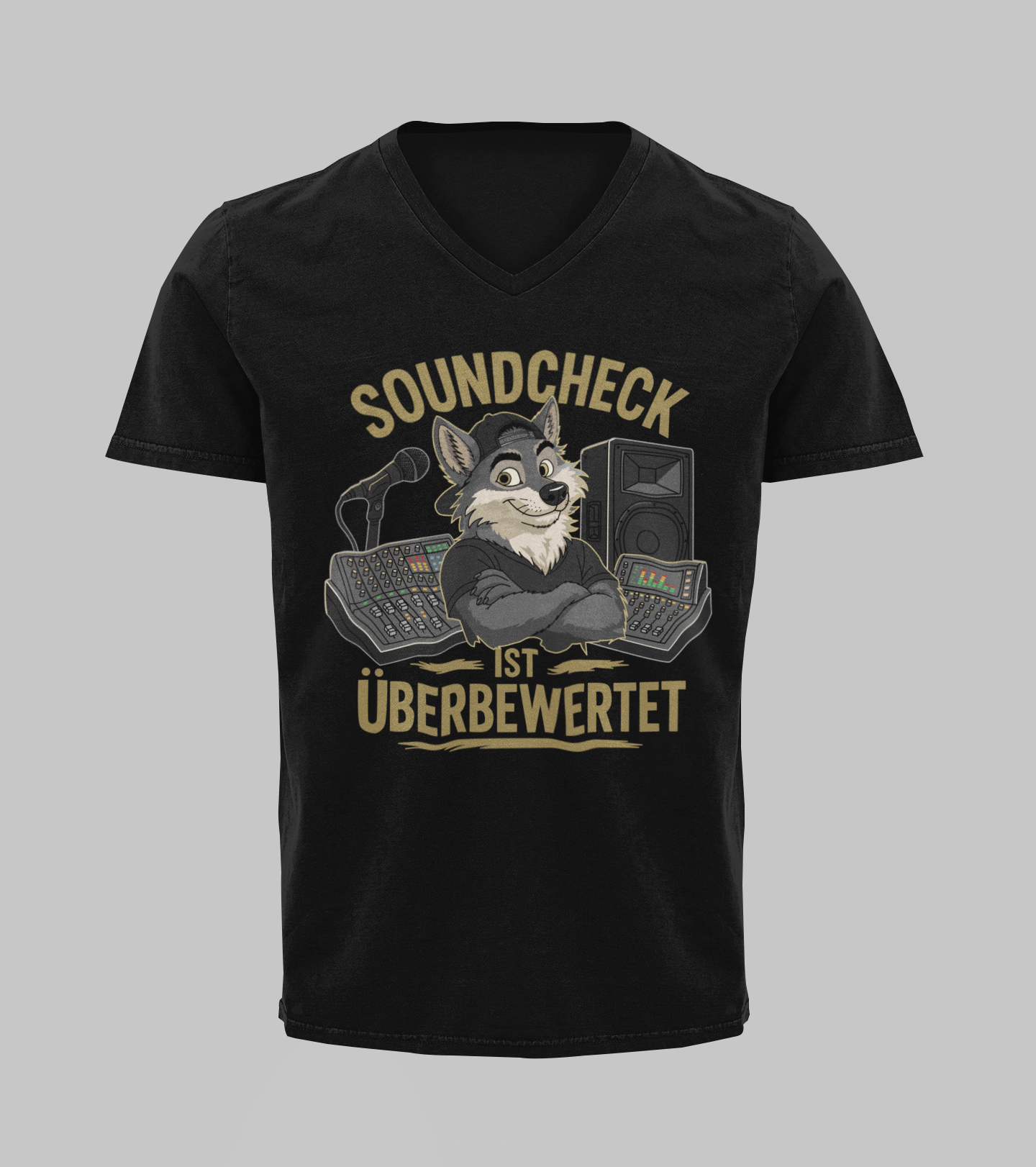 Soundcheck ist überbewertet - Wolf | T-Shirt Herren V-Ausschnitt