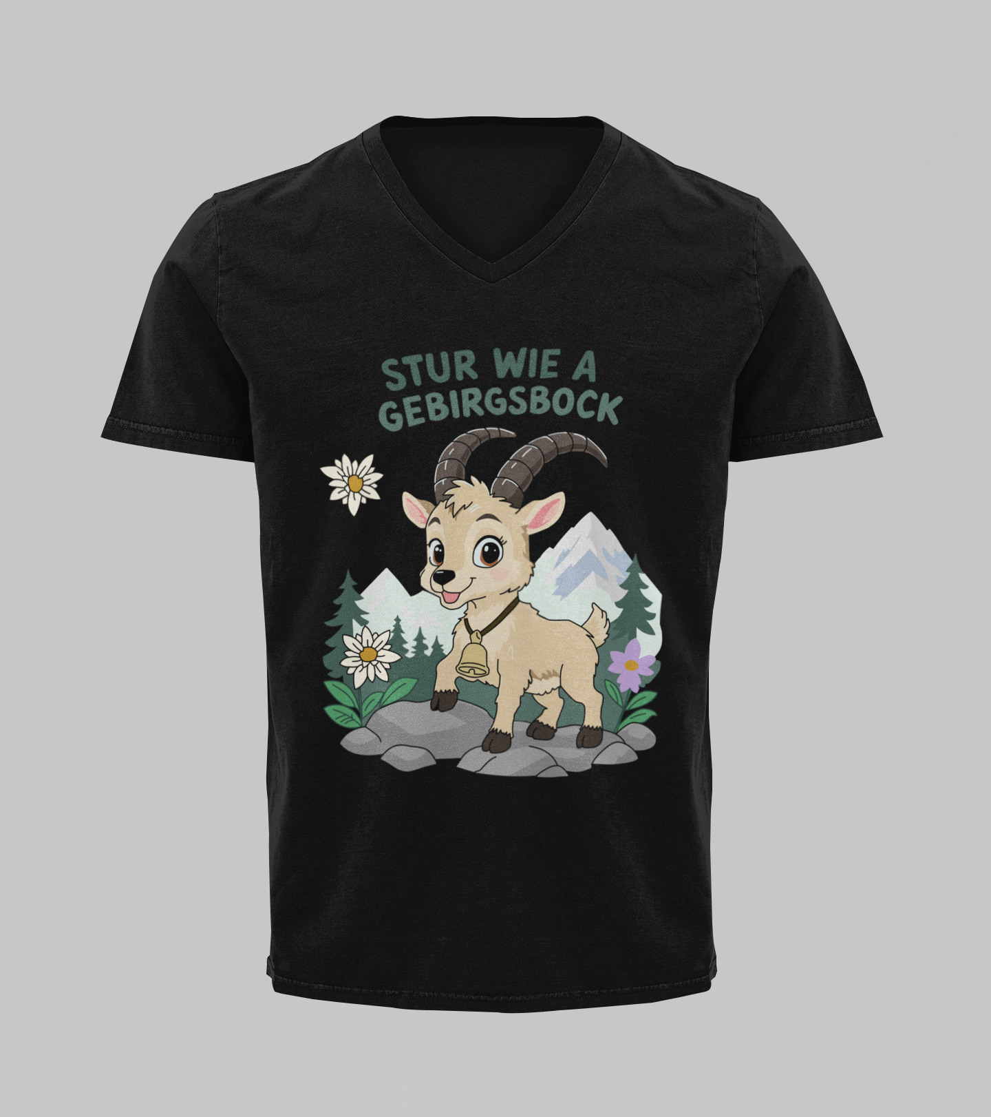 Stur wie a Gebirgsbock | T-Shirt Herren V-Ausschnitt