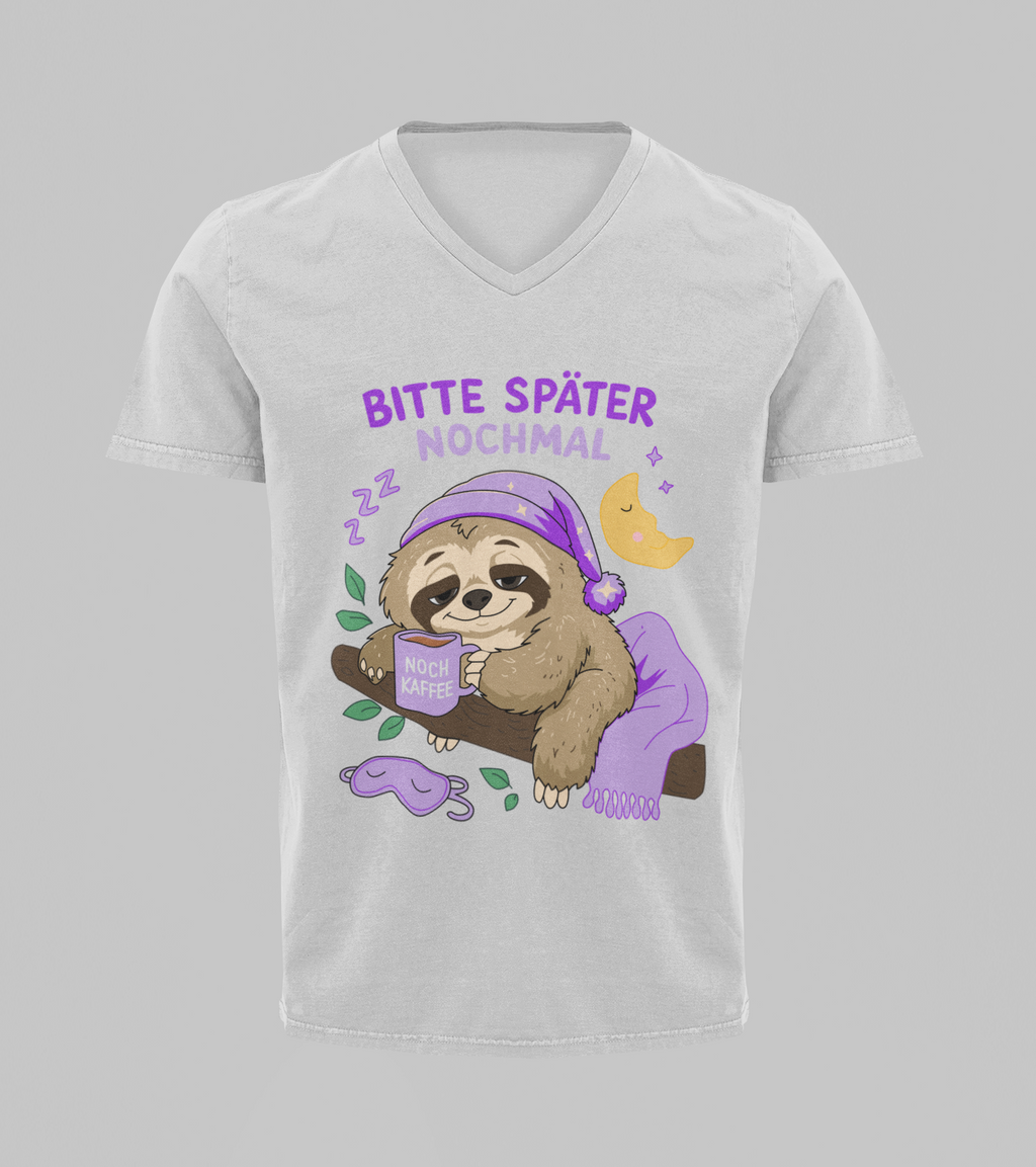 Bitte später nochmal - Faultier | T-Shirt Herren V-Ausschnitt