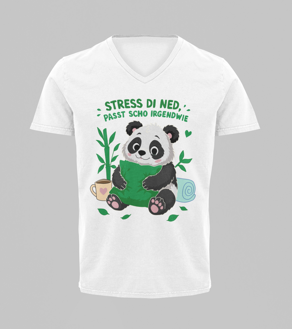Stress di ned - Panda | T-Shirt Herren V-Ausschnitt