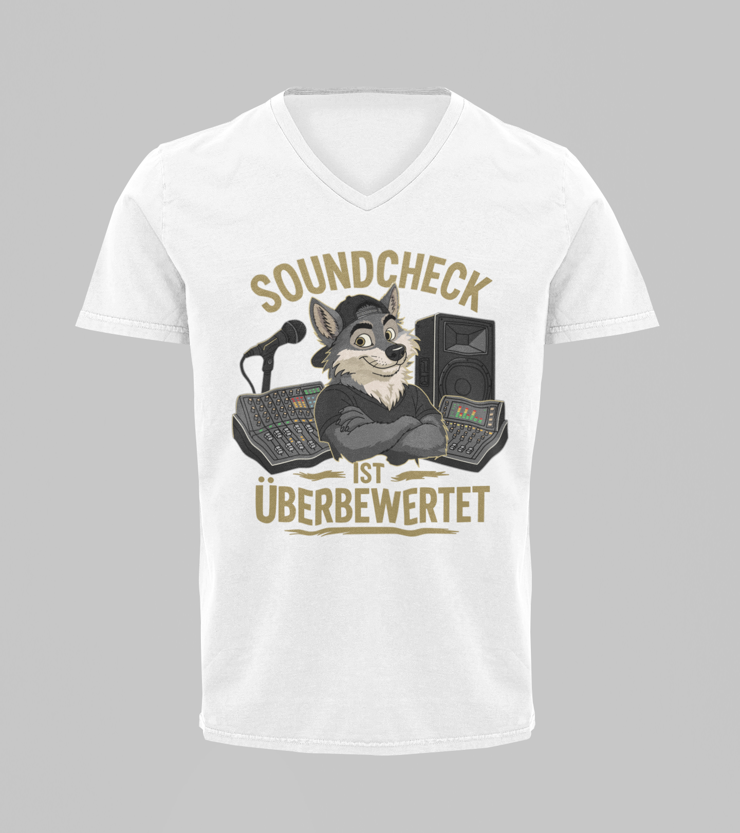 Soundcheck ist überbewertet - Wolf | T-Shirt Herren V-Ausschnitt
