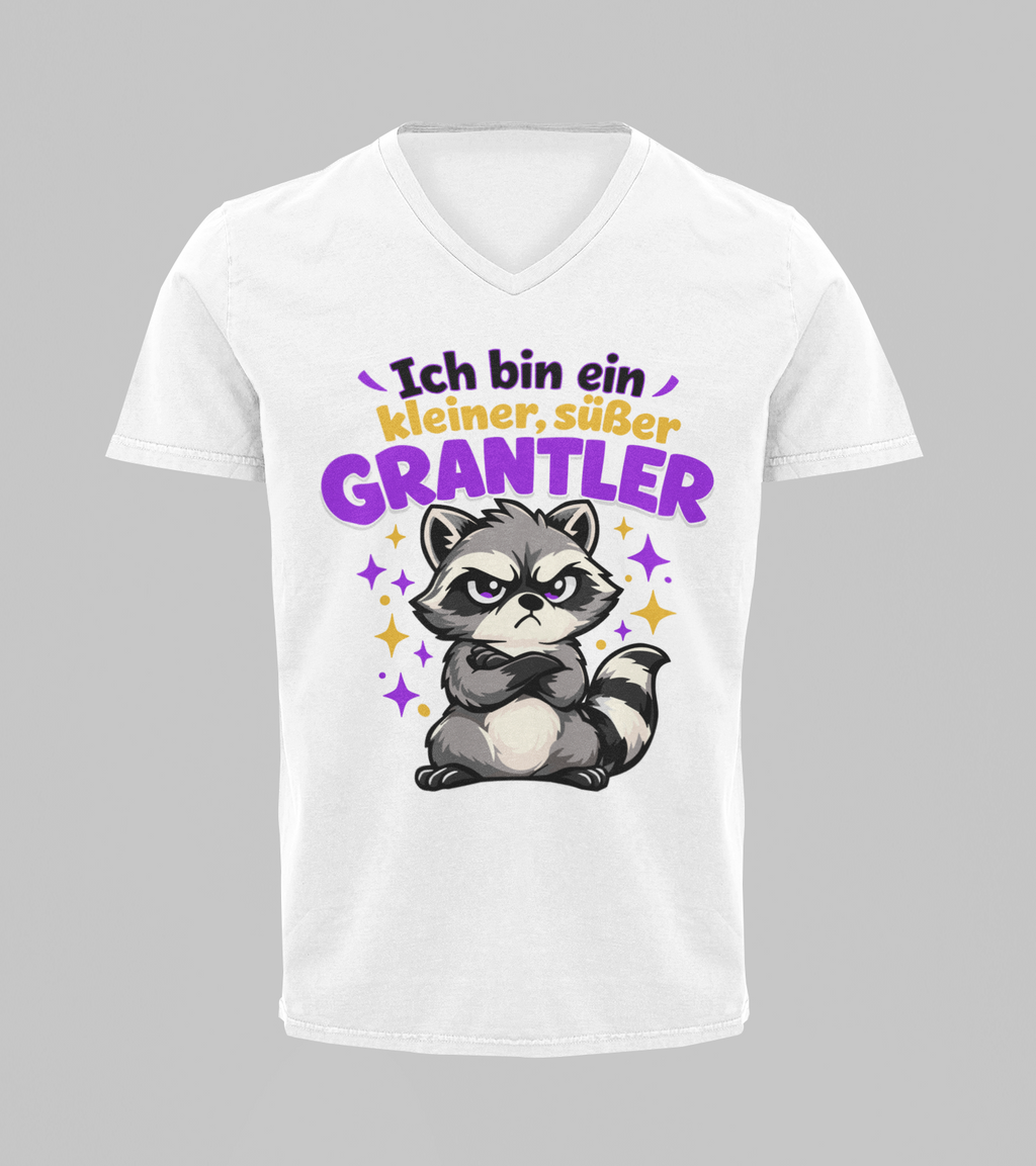 Kleiner, süßer Grantler - Waschbär | T-Shirt Herren V-Ausschnitt