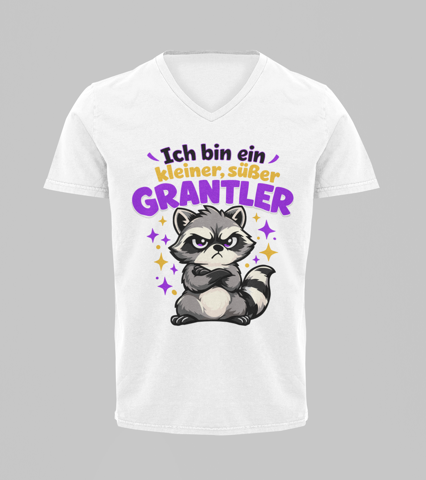 Kleiner, süßer Grantler - Waschbär | T-Shirt Herren V-Ausschnitt