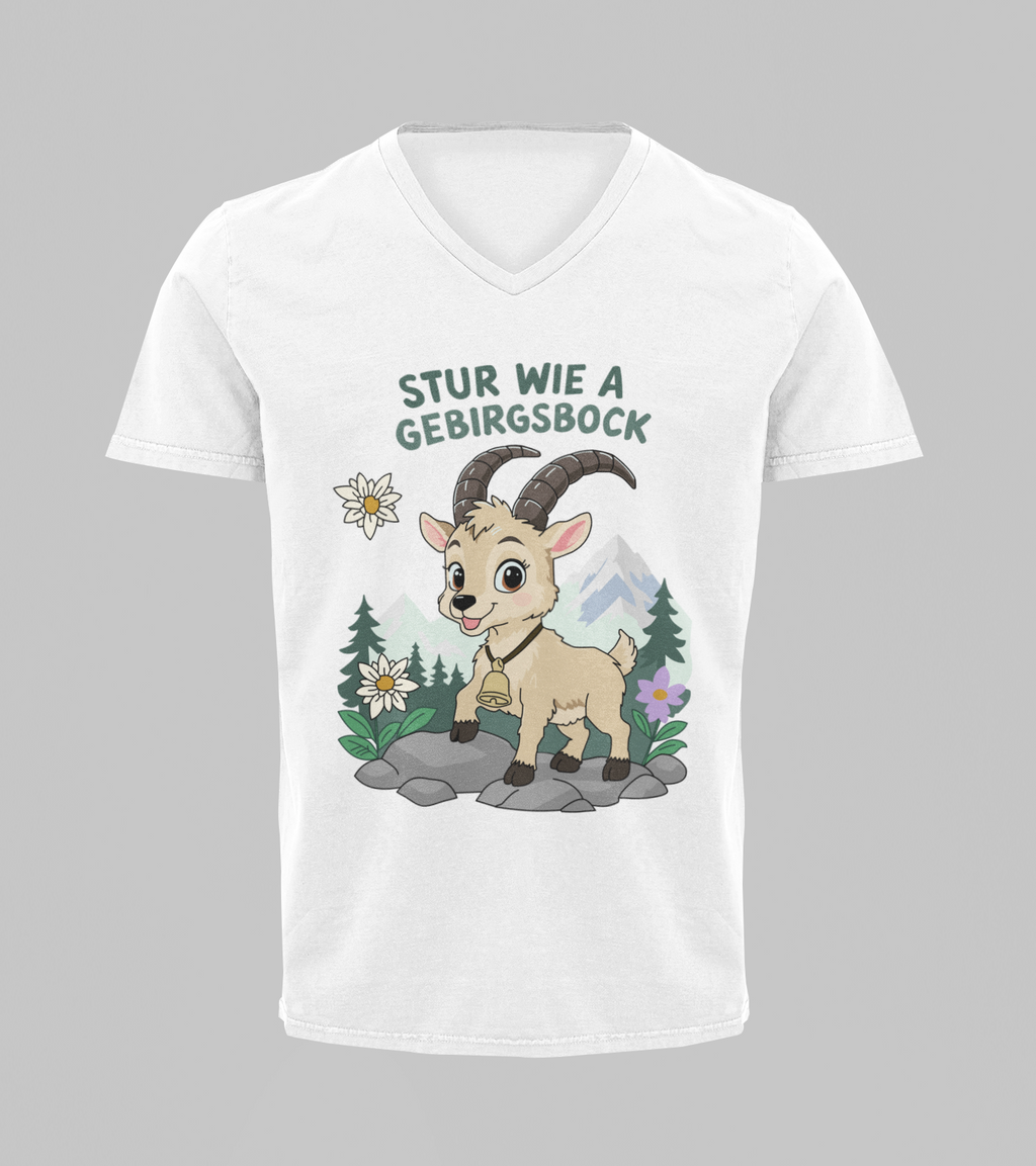 Stur wie a Gebirgsbock | T-Shirt Herren V-Ausschnitt
