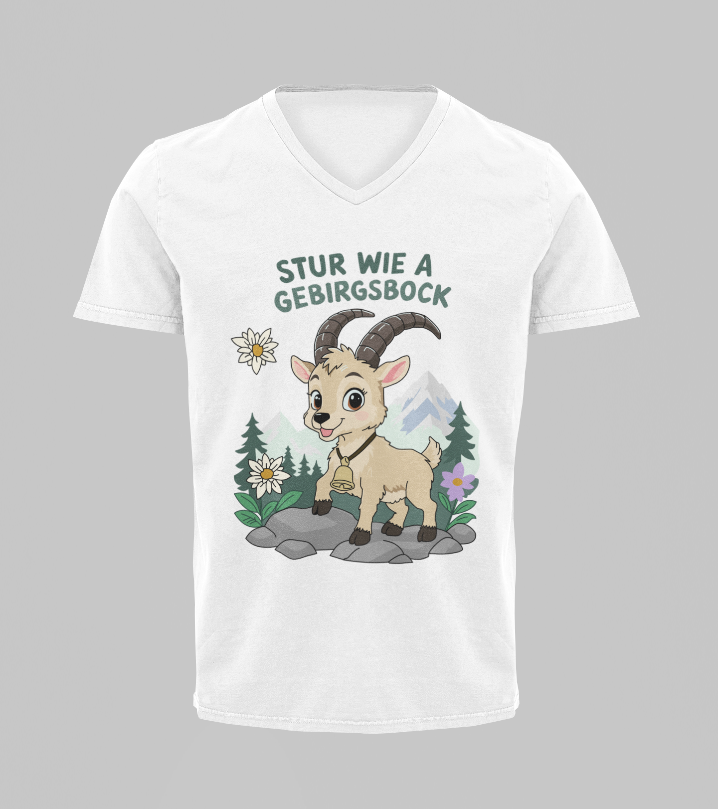 Stur wie a Gebirgsbock | T-Shirt Herren V-Ausschnitt