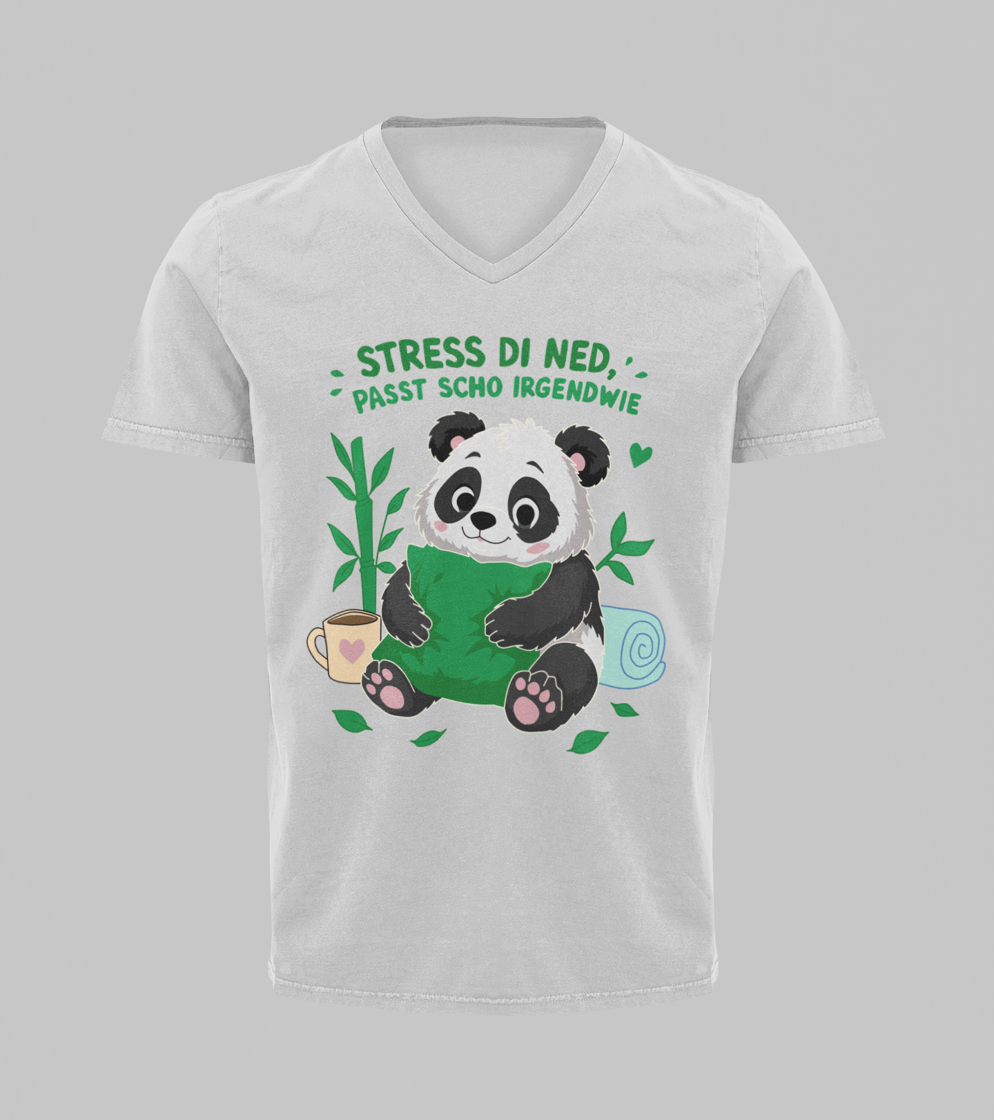 Stress di ned - Panda | T-Shirt Herren V-Ausschnitt